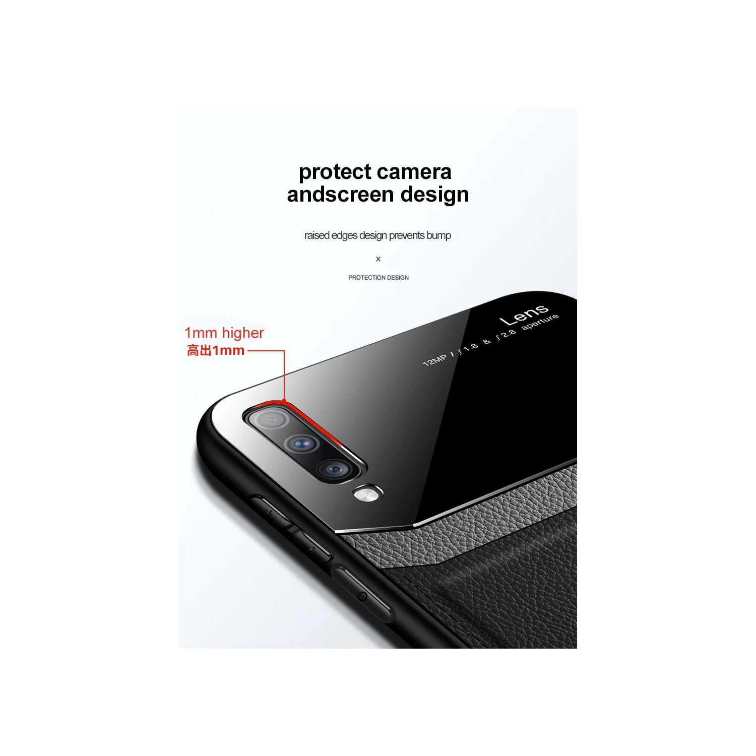 Delfin – Étui en cuir protection anti-glissement pour appareil photo couvercle antichoc plexiglass Étui pour téléphone mince pour Samsung Galaxy NOTE