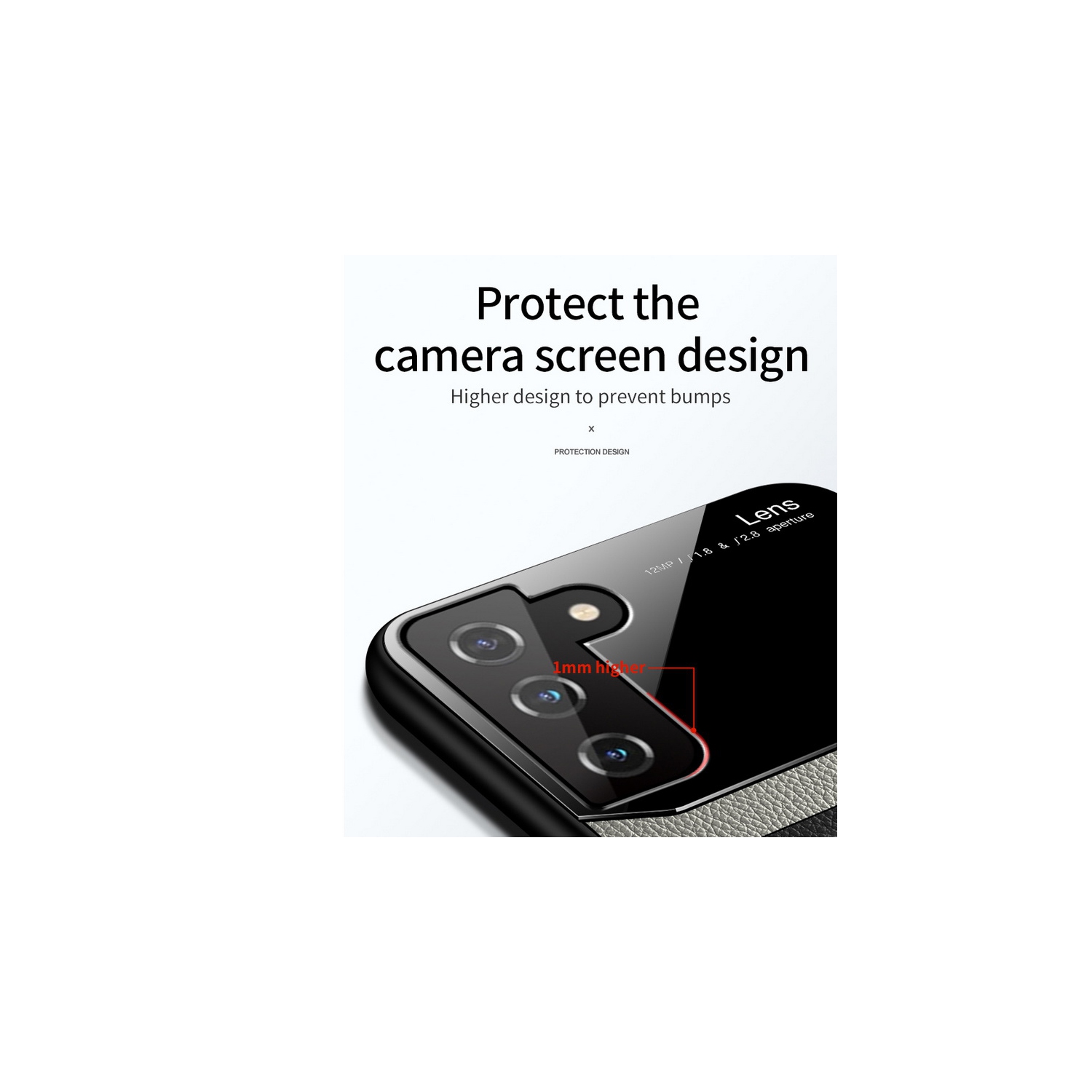 Delfin Leather Case Anti Slide Camera Protection Shockproof cover Plexiglass Bumper Phone Case Slim Cover for Samsung Galaxy S21 PLUS -Blue