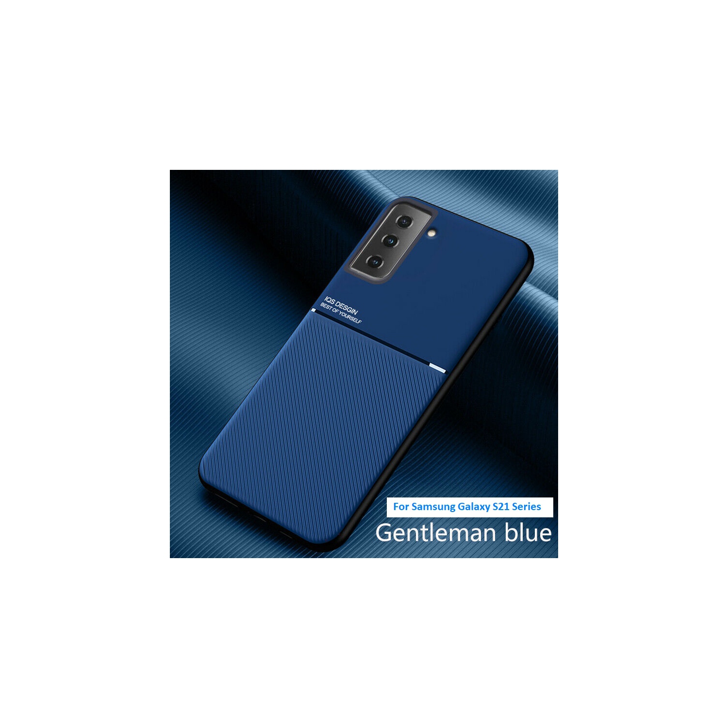 Kelvin Leather Magnetic Texture Slim Matte Back Phone Cove Anti Fall Frosted Stripe Cases For Samsunf Galaxy S21 PLUS -Blue