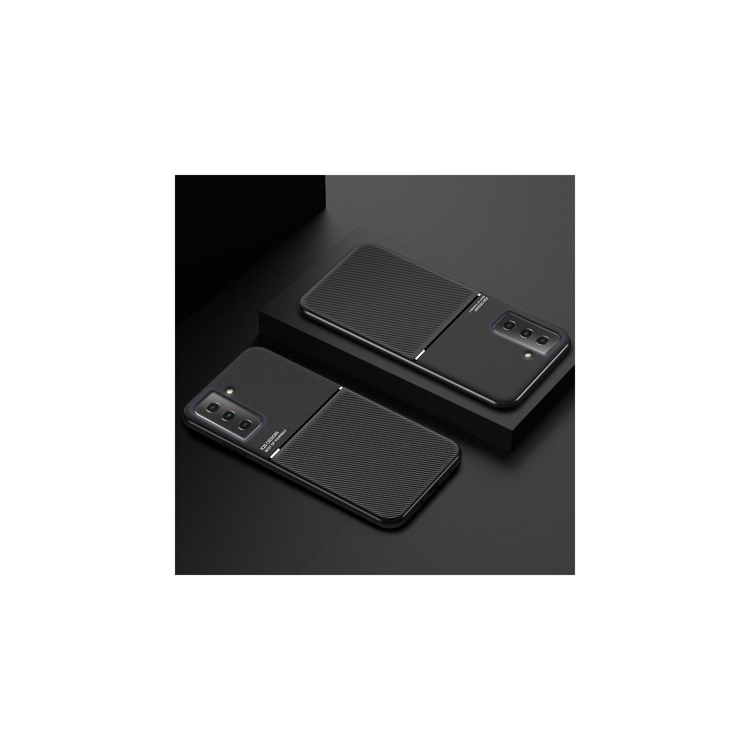 Kelvin Leather Magnetic Texture Slim Matte Back Phone Cove Anti Fall Frosted Stripe Cases For Samsunf Galaxy S21 PLUS -Blue