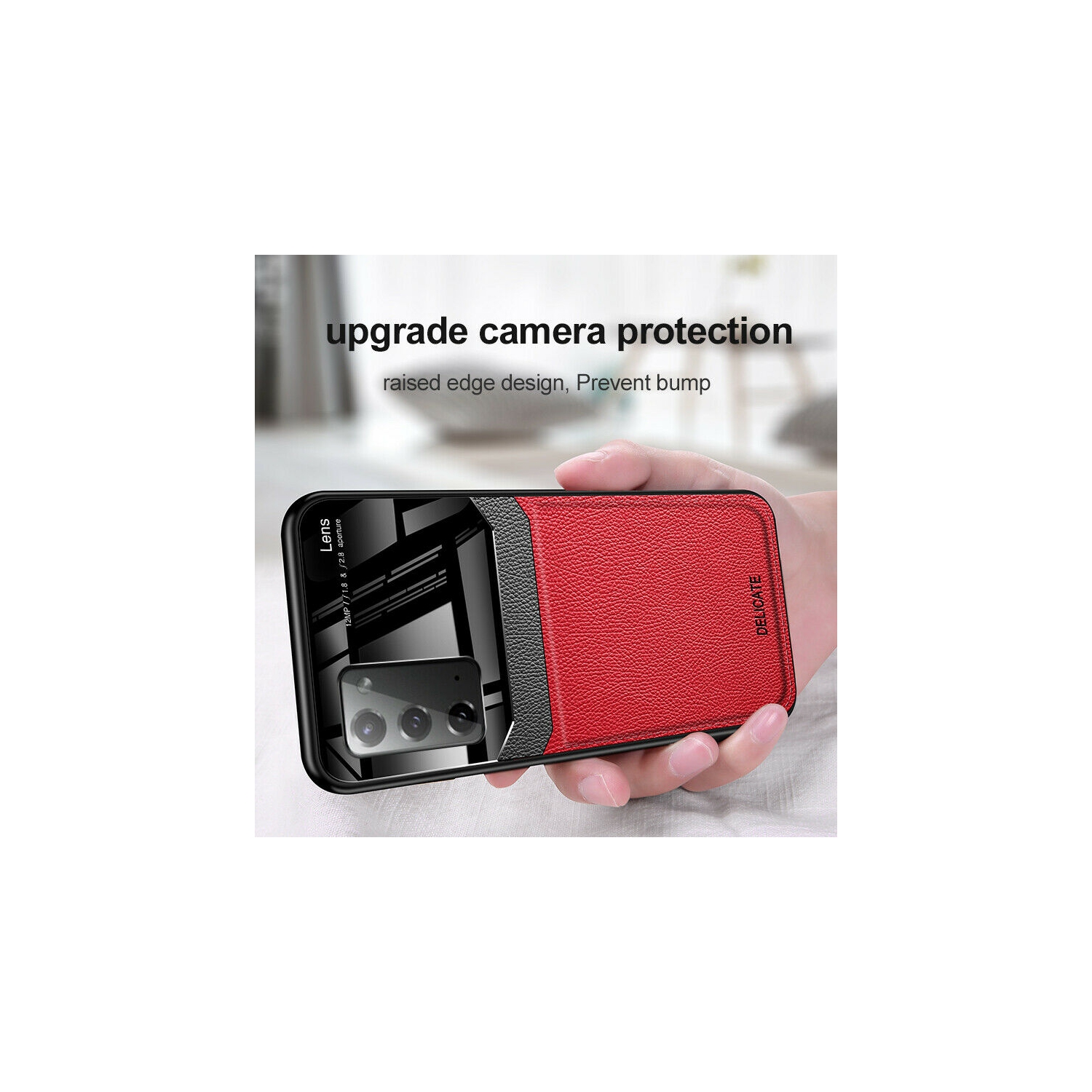 Delfin – Étui en cuir protection anti-glissement pour appareil photo couvercle antichoc plexiglass Étui pour téléphone Étui mince pour Samsung Galaxy