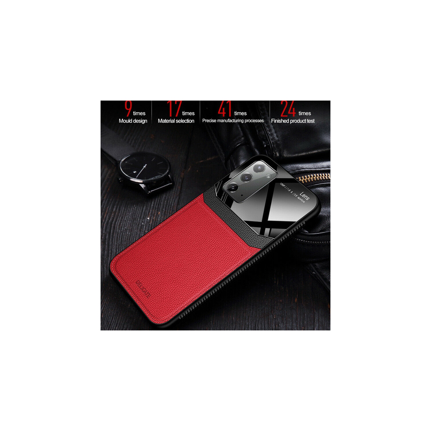 Delfin – Étui en cuir protection anti-glissement pour appareil photo couvercle antichoc plexiglass Étui pour téléphone Étui mince pour Samsung Galaxy