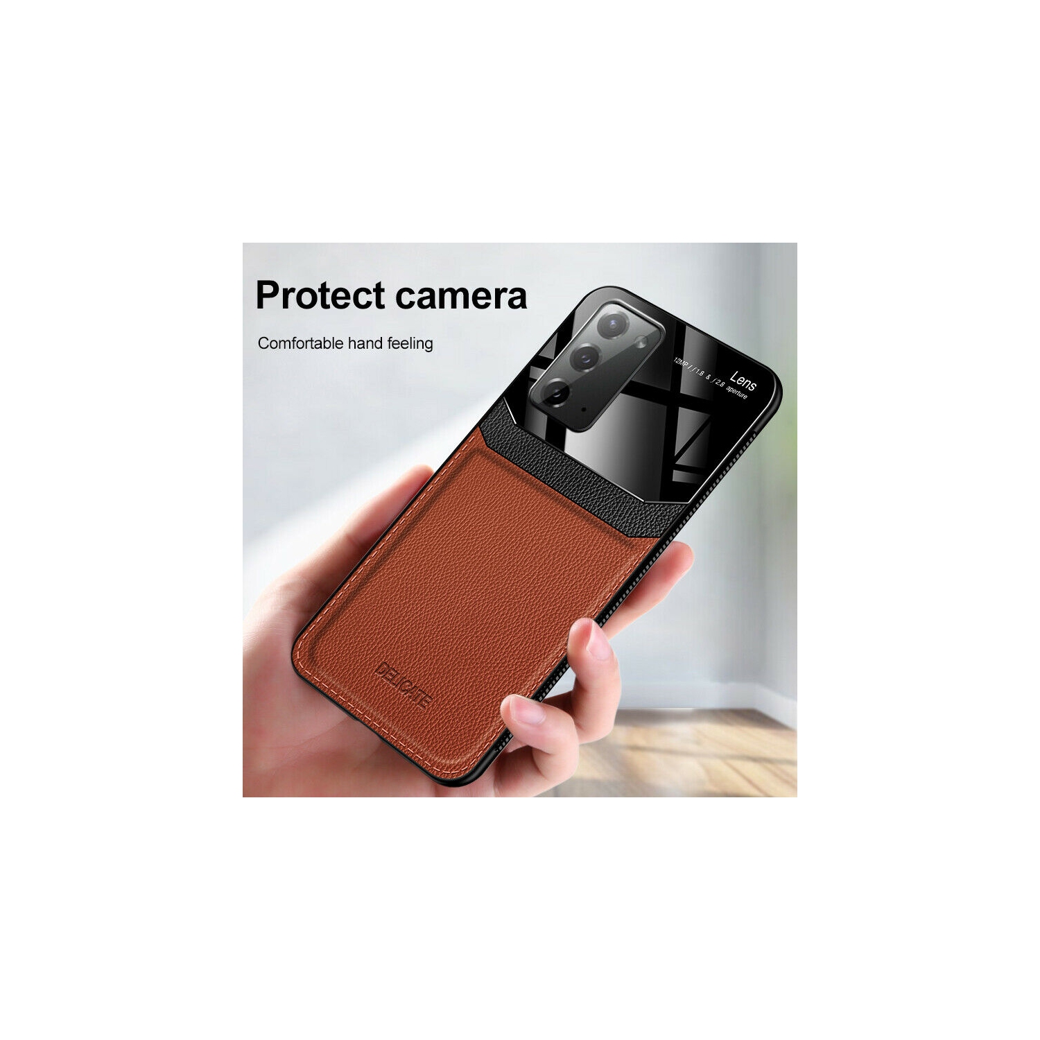 Delfin – Étui en cuir protection anti Slide Protection pour appareil photo antichoc écran en plexiglas Étui mince pour téléphone Galaxy NOTE 20 ULTRA