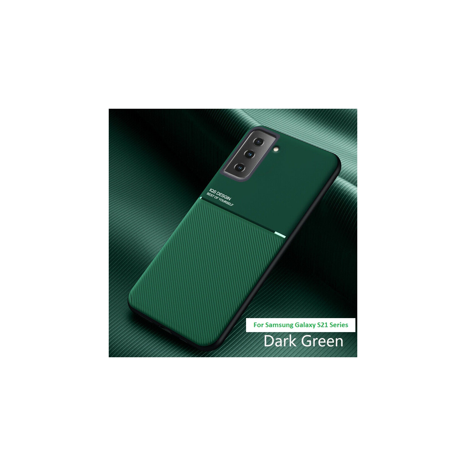 Kelvin Leather Magnetic Texture Slim Matte Back Phone Cove Anti Fall Frosted Stripe Cases For Samsunf Galaxy S21 PLUS -Green