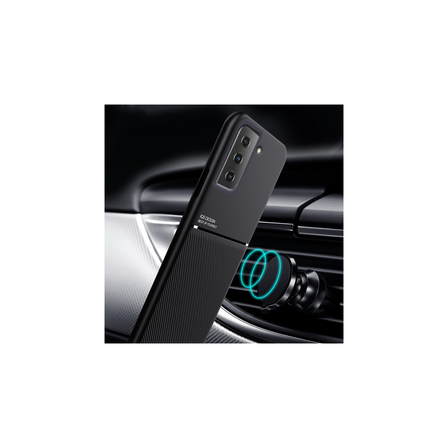 Kelvin Leather Magnetic Texture Slim Matte Back Phone Cove Anti Fall Frosted Stripe Cases For Samsunf Galaxy S21 PLUS -Green