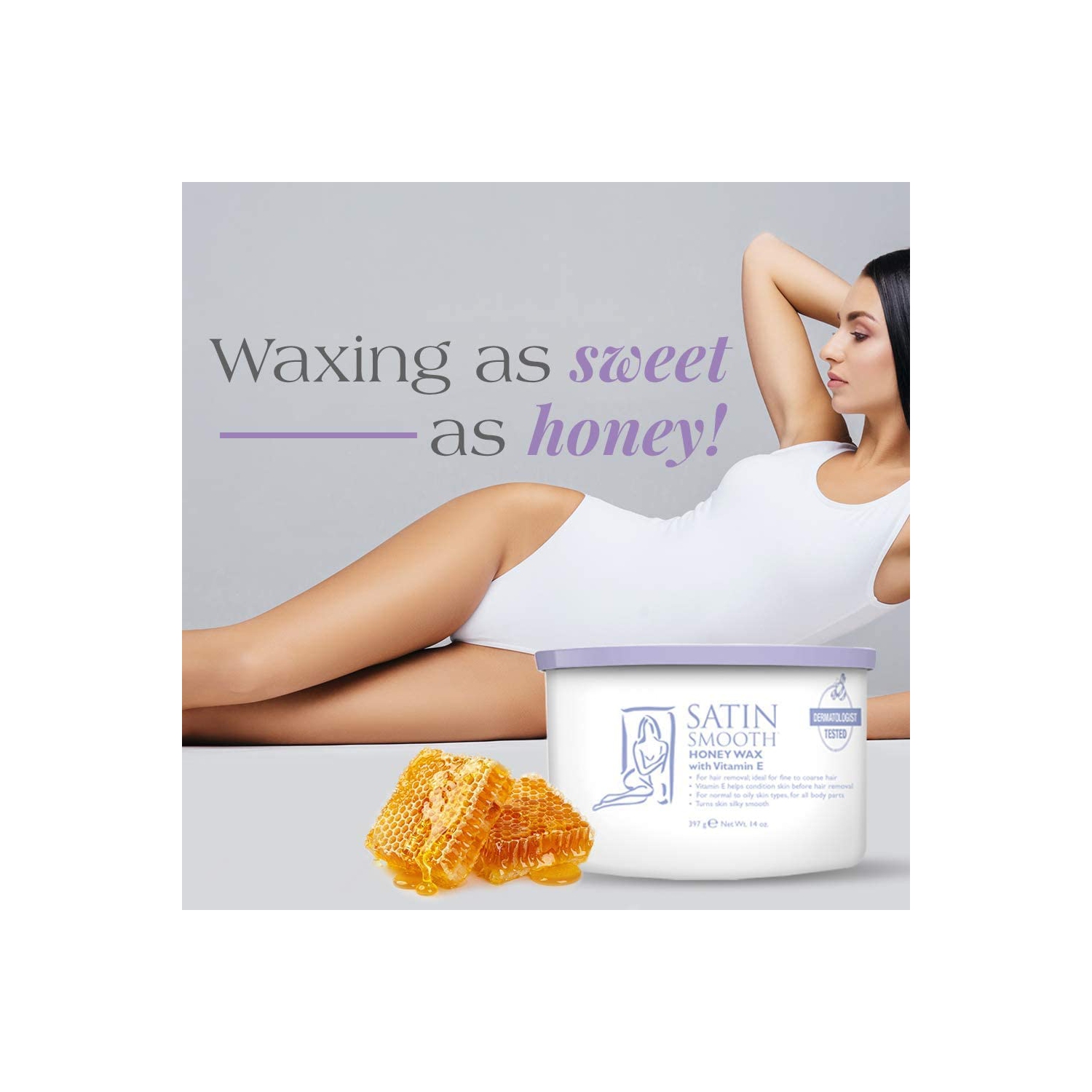 SATIN SMOOTH HONEY W/VITA E WAX 14 OZ - SSW14G