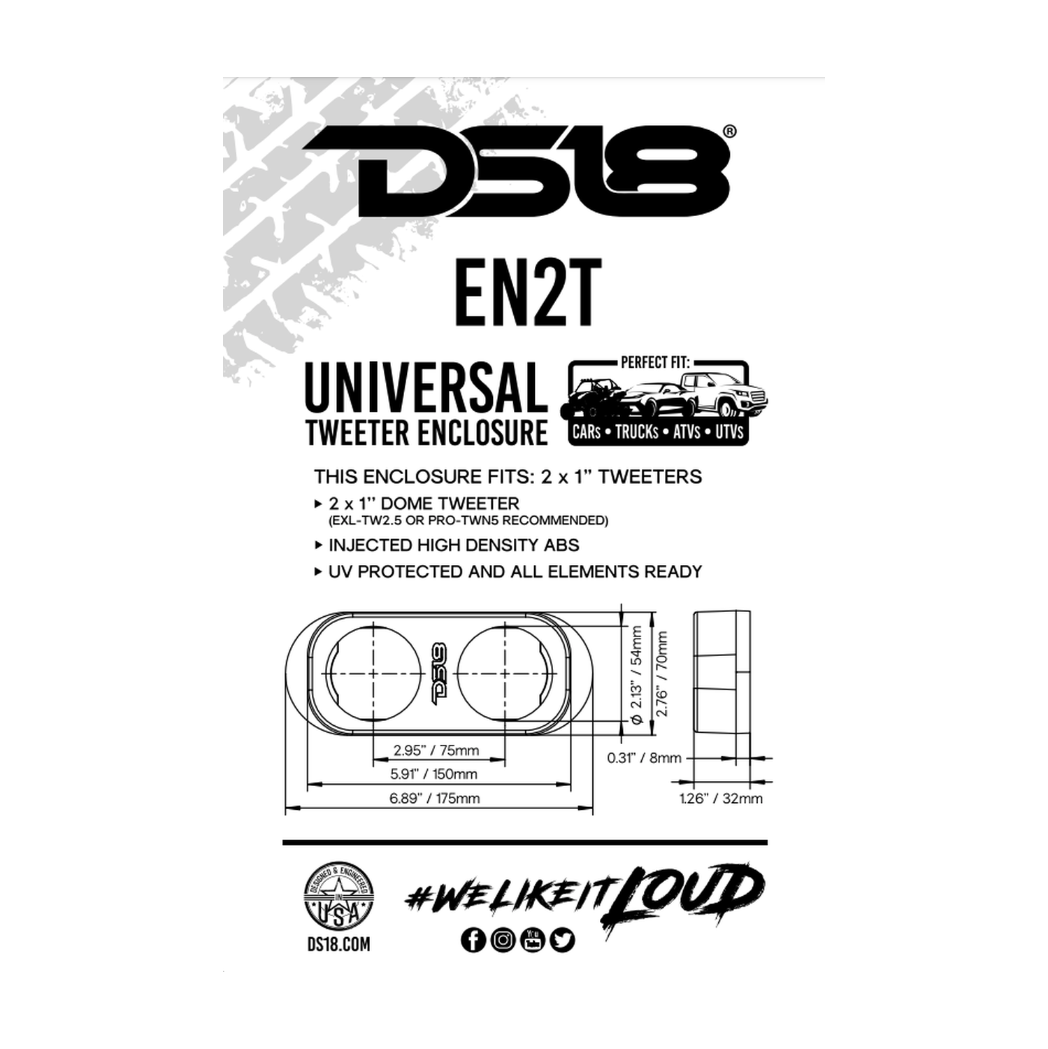 DS18 EN2T – Haut-parleurs d'aigus universels haute densité à colonne A 2 x 2,5&nbsp;po