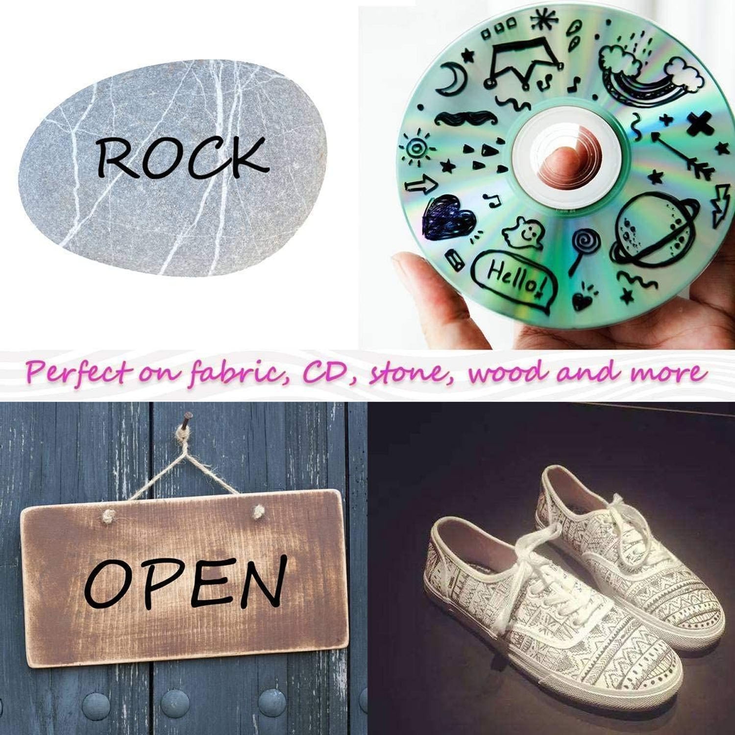 Marqueurs permanents ISTAR Black Bold-E, pointe fine, couleurs assorties, fonctionnent sur le plastique, le bois, la pierre, le métal et le verre