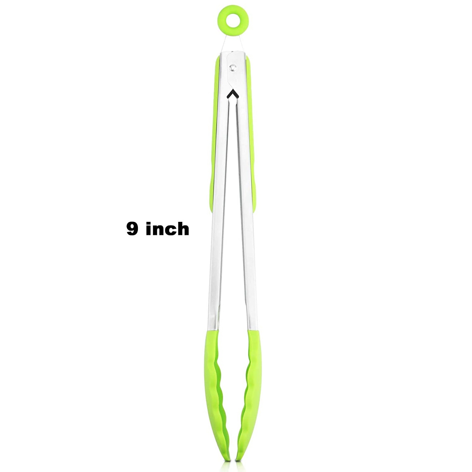 ISTAR Premium Silicone Cooking Tongs, 9-Inch BPA Free Non-Stick Stainless Steel BBQ Grilling Locking Food Tong, Light Green