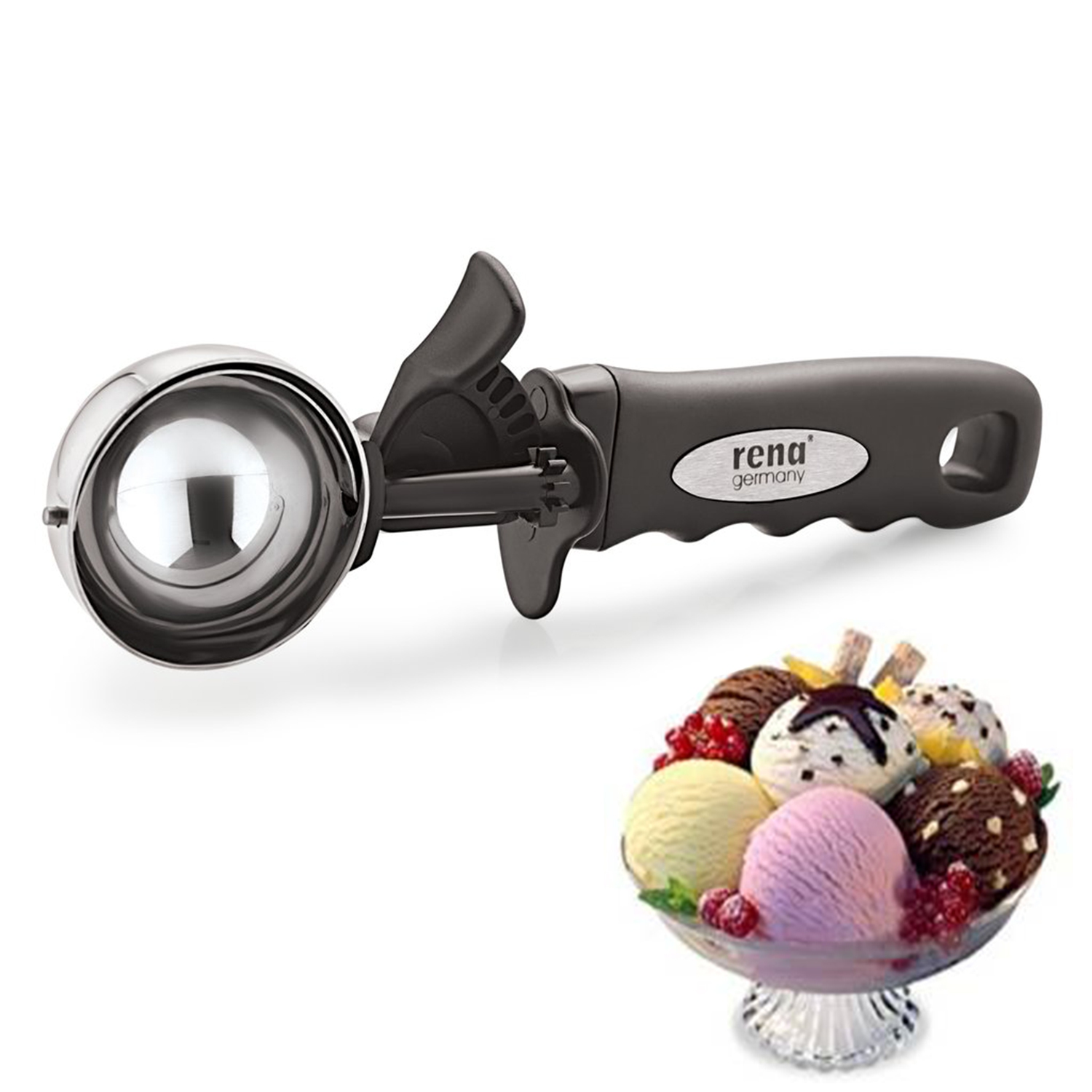 ISTAR Ice Cream Scooper Cookie Scoop with Trigger, Large Stainless Steel Ice Cream Cookie Dough Cupcake Batter Meatball Muffin Melon Spoon Scooper