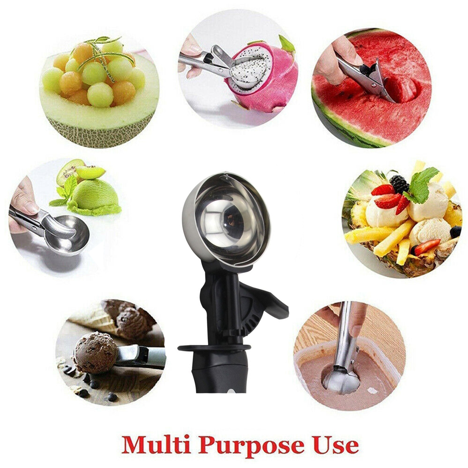 ISTAR Ice Cream Scooper Cookie Scoop with Trigger, Large Stainless Steel Ice Cream Cookie Dough Cupcake Batter Meatball Muffin Melon Spoon Scooper