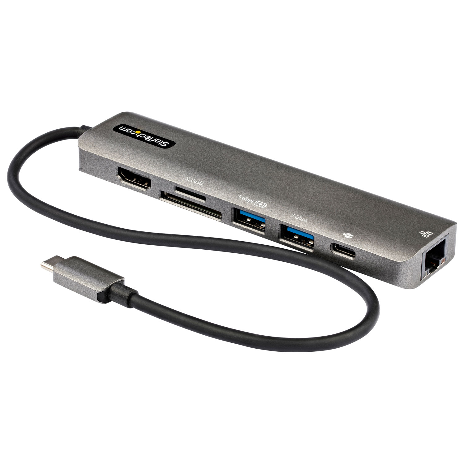 StarTech 7-In-1 USB-C Hub with Power Delivery - Black/Space Grey