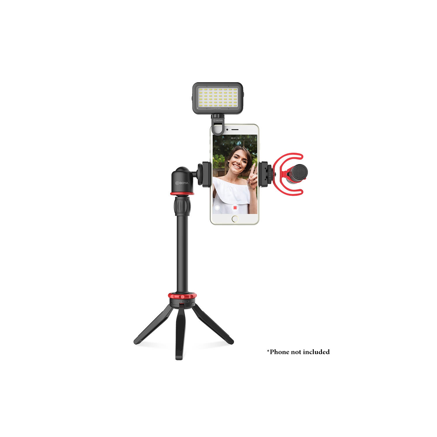 BOYA BY-VG350 Ultimate Smartphone Vlogger Kit with Mini Tripod, Extension Tube, LED Light