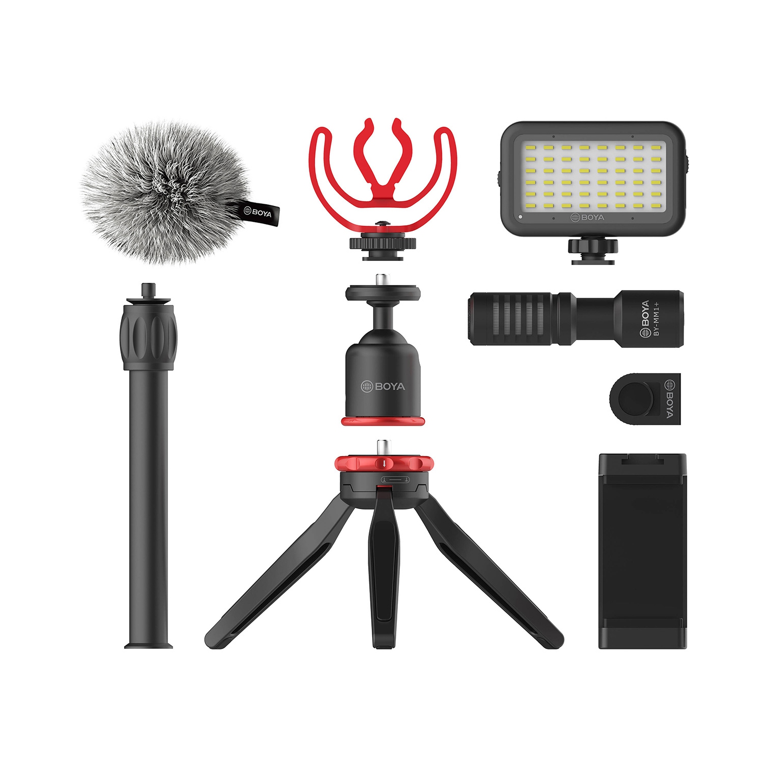BOYA BY-VG350 Ultimate Smartphone Vlogger Kit with Mini Tripod, Extension Tube, LED Light