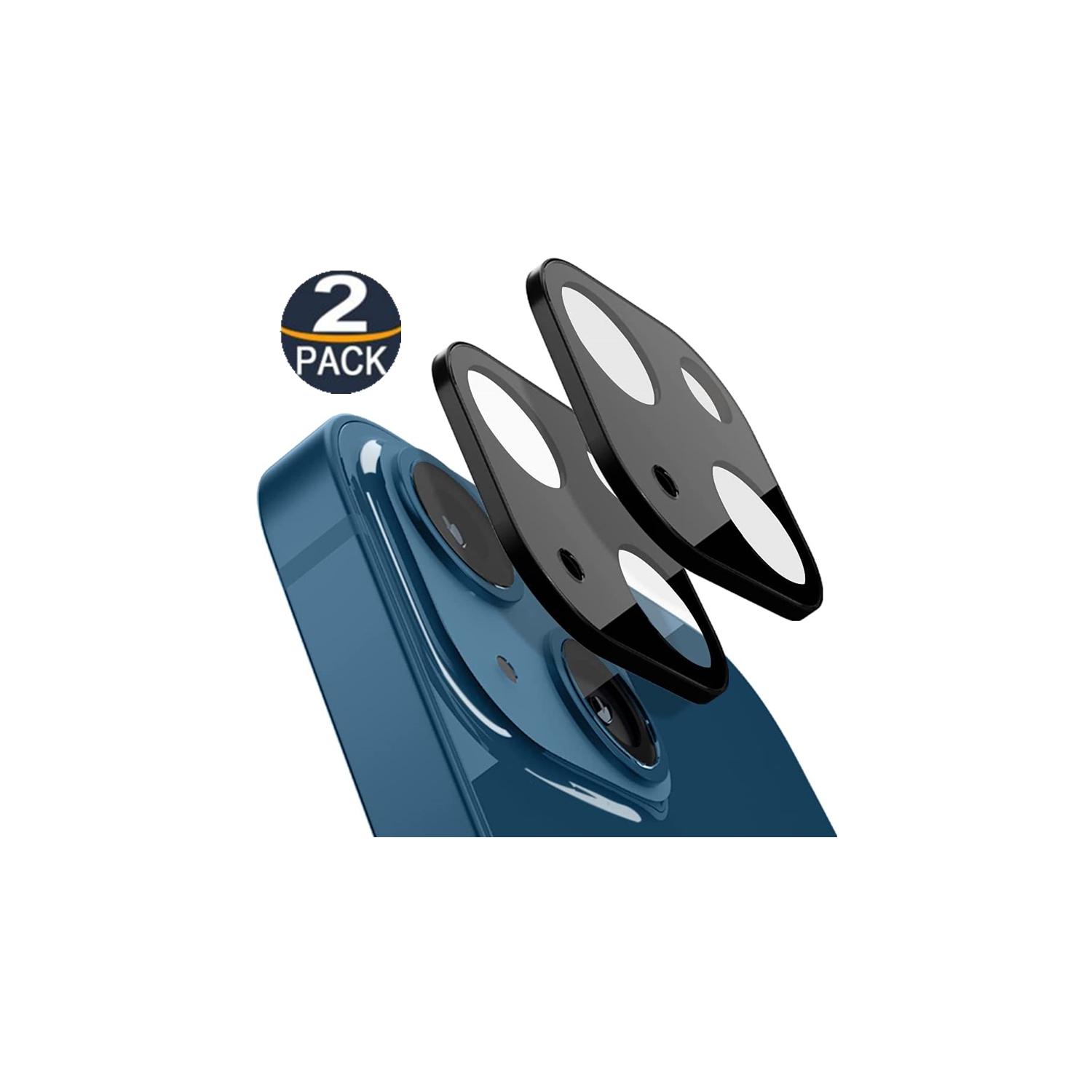 【2 Packs】 CSmart Ultra Thin Tempered Glass Back Camera Lens Shield Protector for iPhone 13 Mini, Black