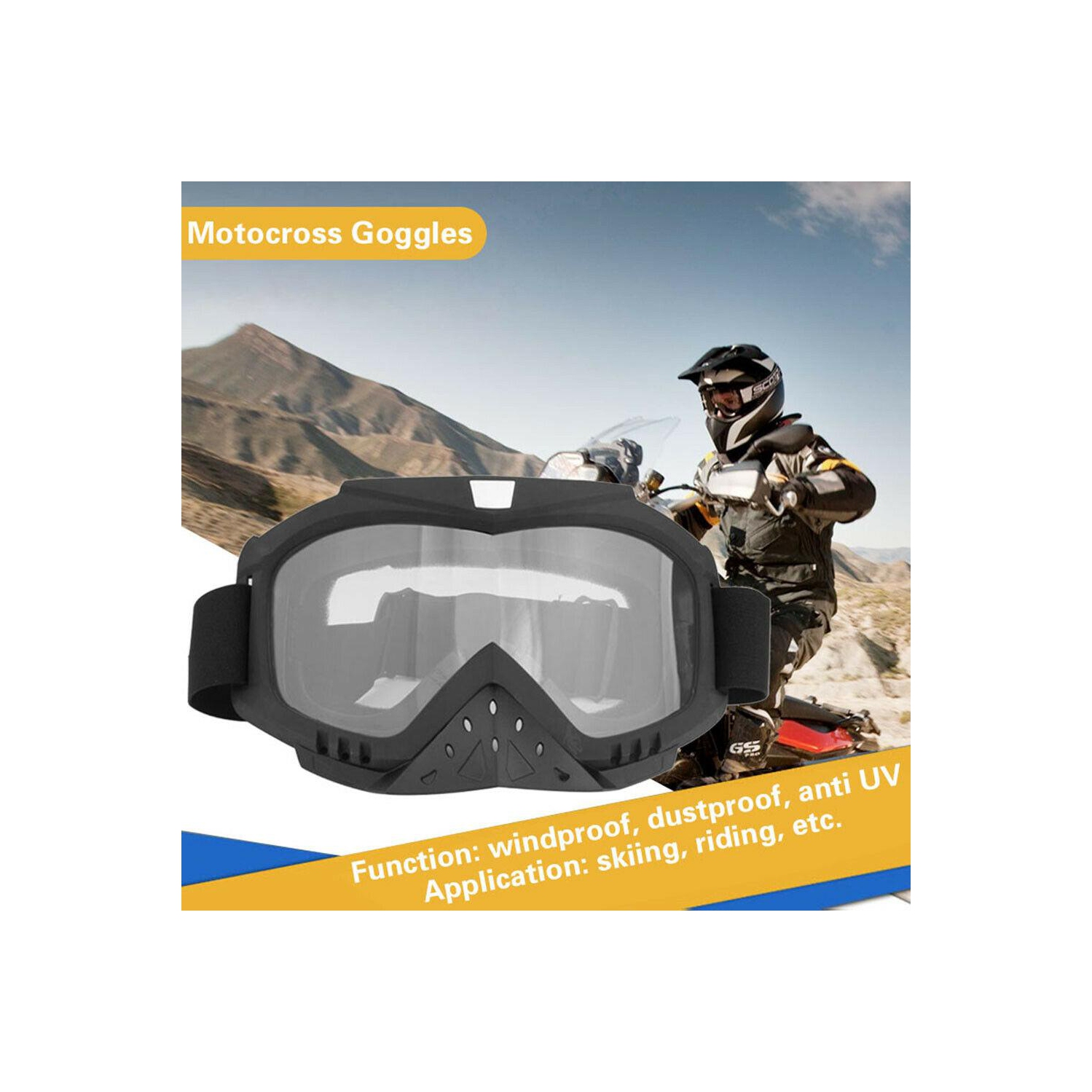 Windproof Motorcycle Goggles Skiing Cycling Motocross Glasses