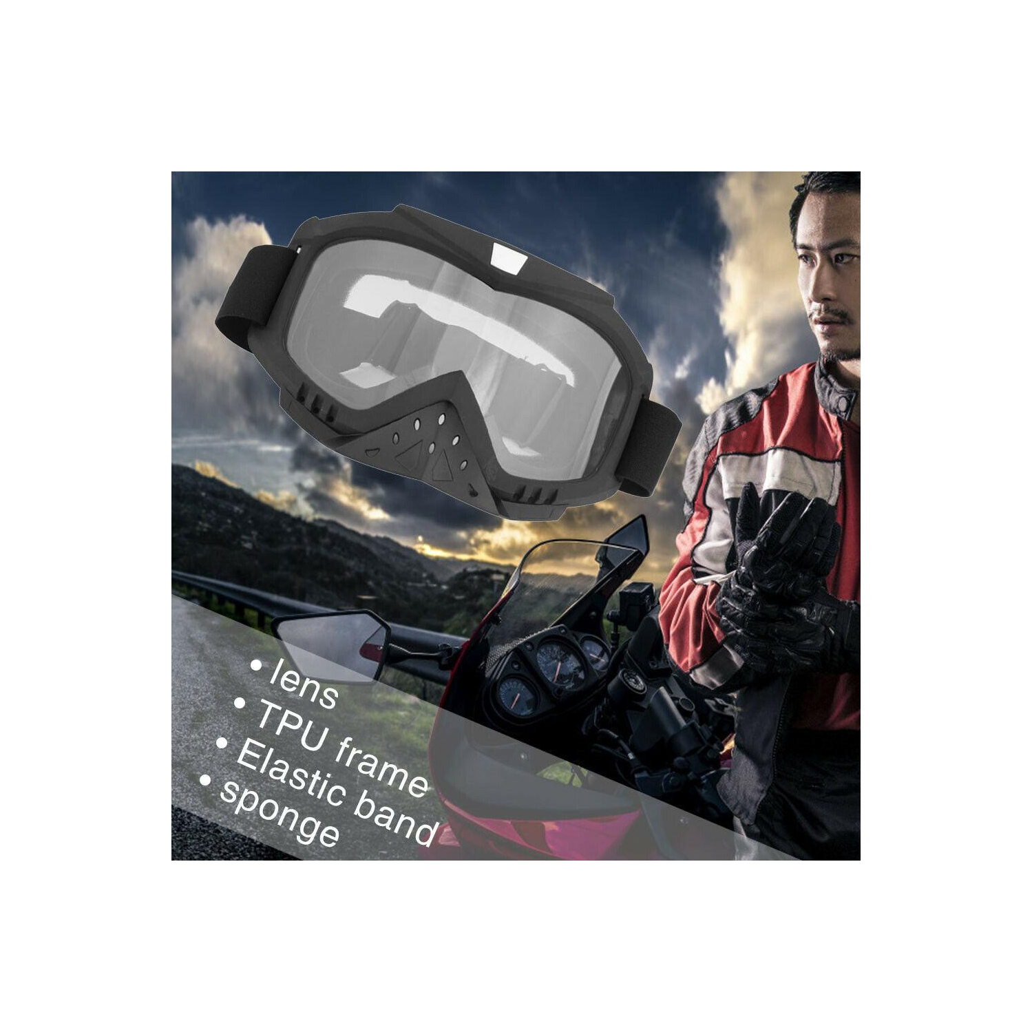 Windproof Motorcycle Goggles Skiing Cycling Motocross Glasses