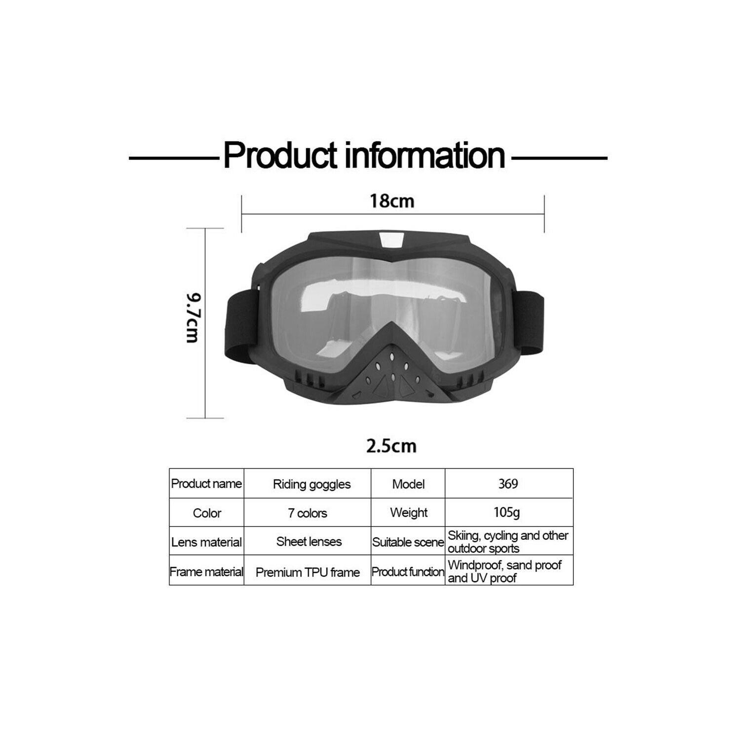 Windproof Motorcycle Goggles Skiing Cycling Motocross Glasses