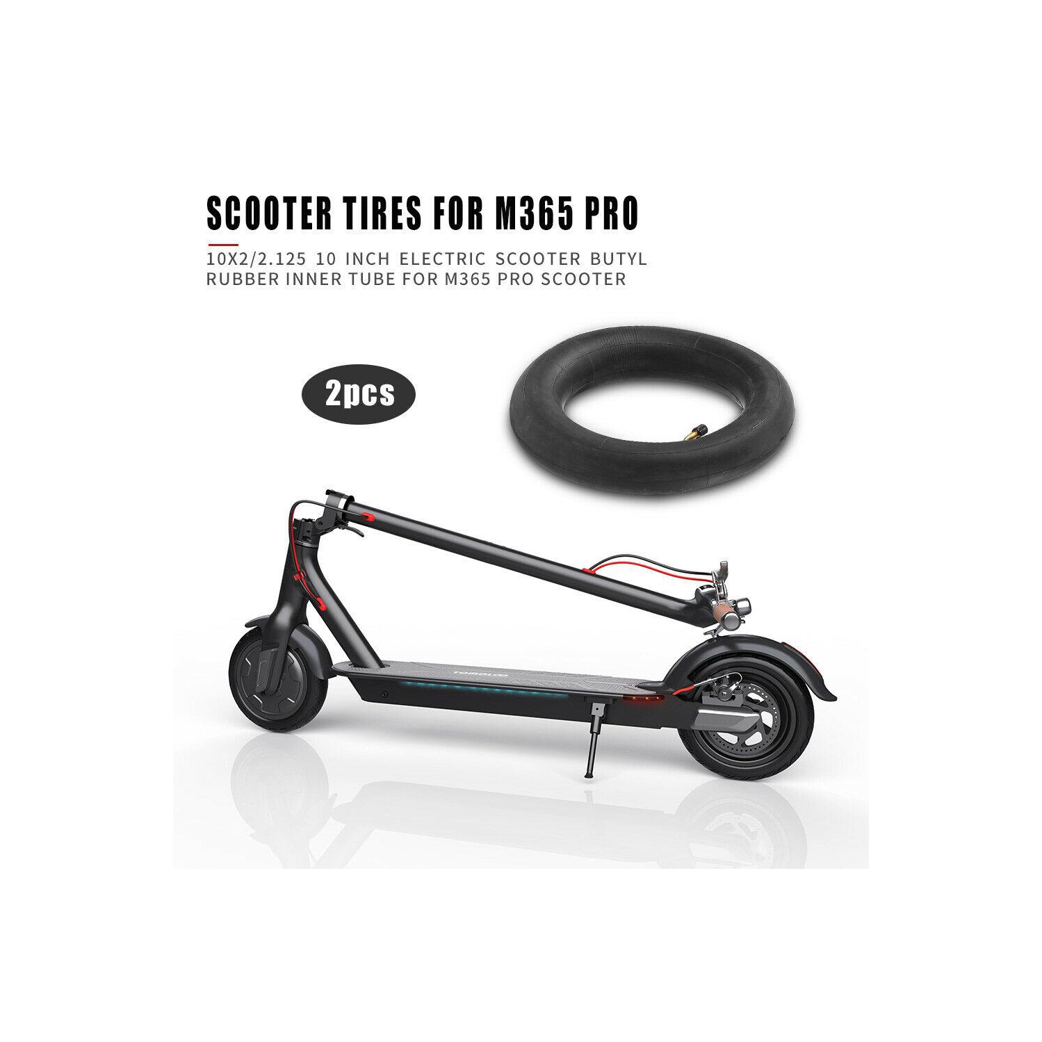 Tube intérieur pneumatique en caoutchouc 10x2,5/2.15 Trottinette électrique pour M365 PRO (2 pièces