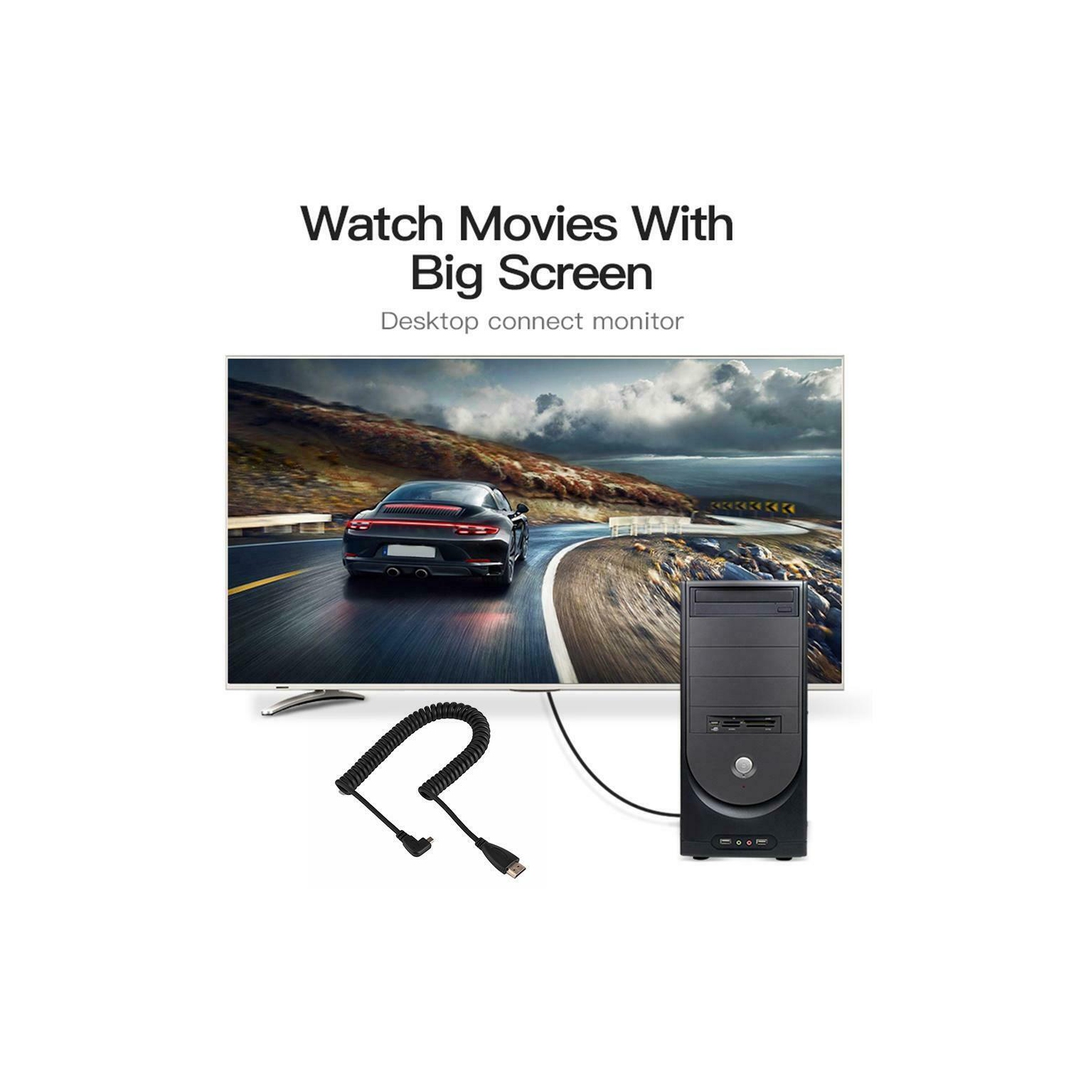 Câble droit à angle de 90 degrés compatible micro HDMI vers HDMI pour Teles