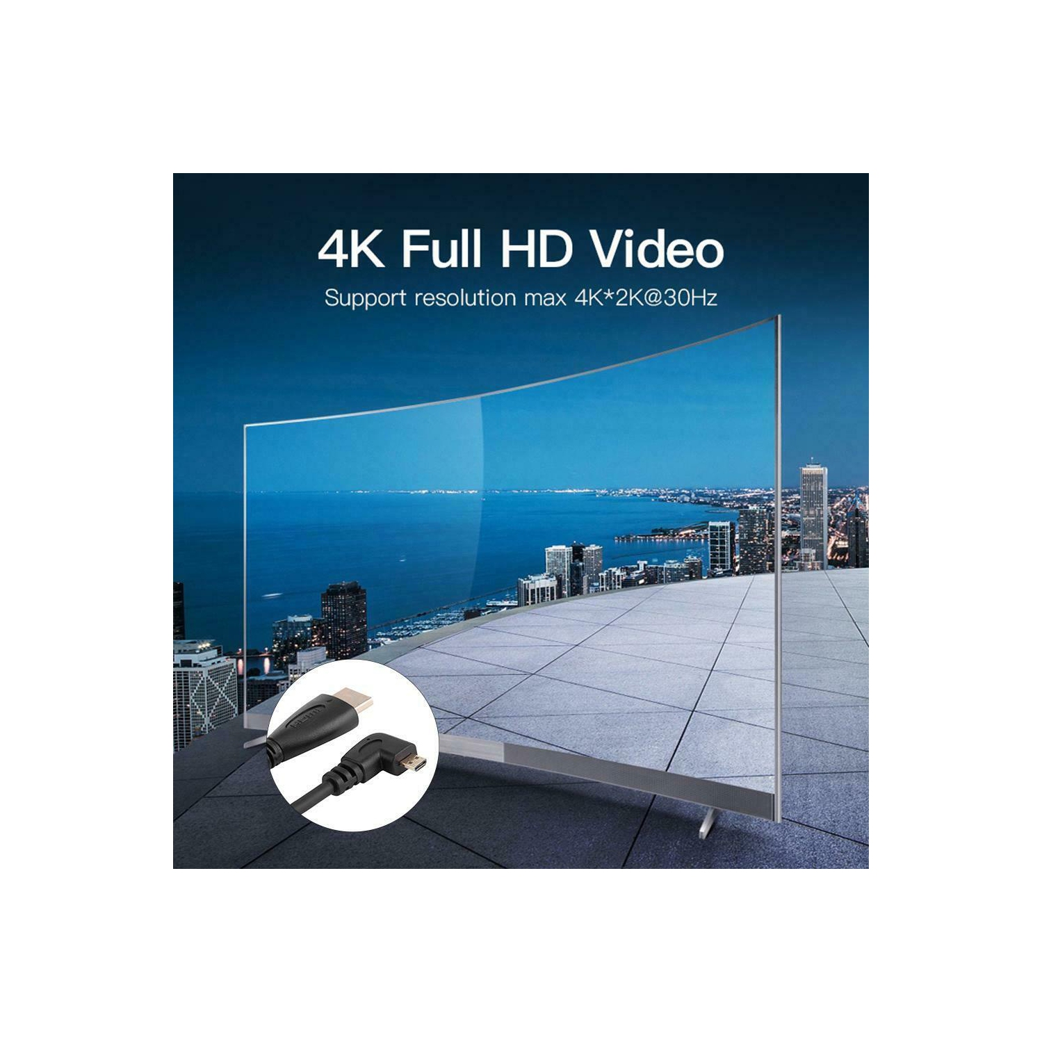 Câble droit à angle de 90 degrés compatible micro HDMI vers HDMI pour Teles