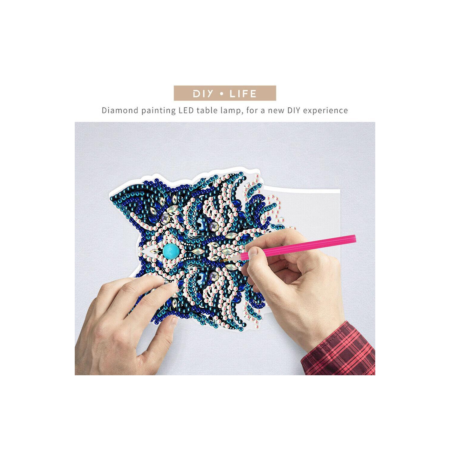 DIY Wolf Diamond Painting LED Light Embroidery Night Lamp Home Desk Decor