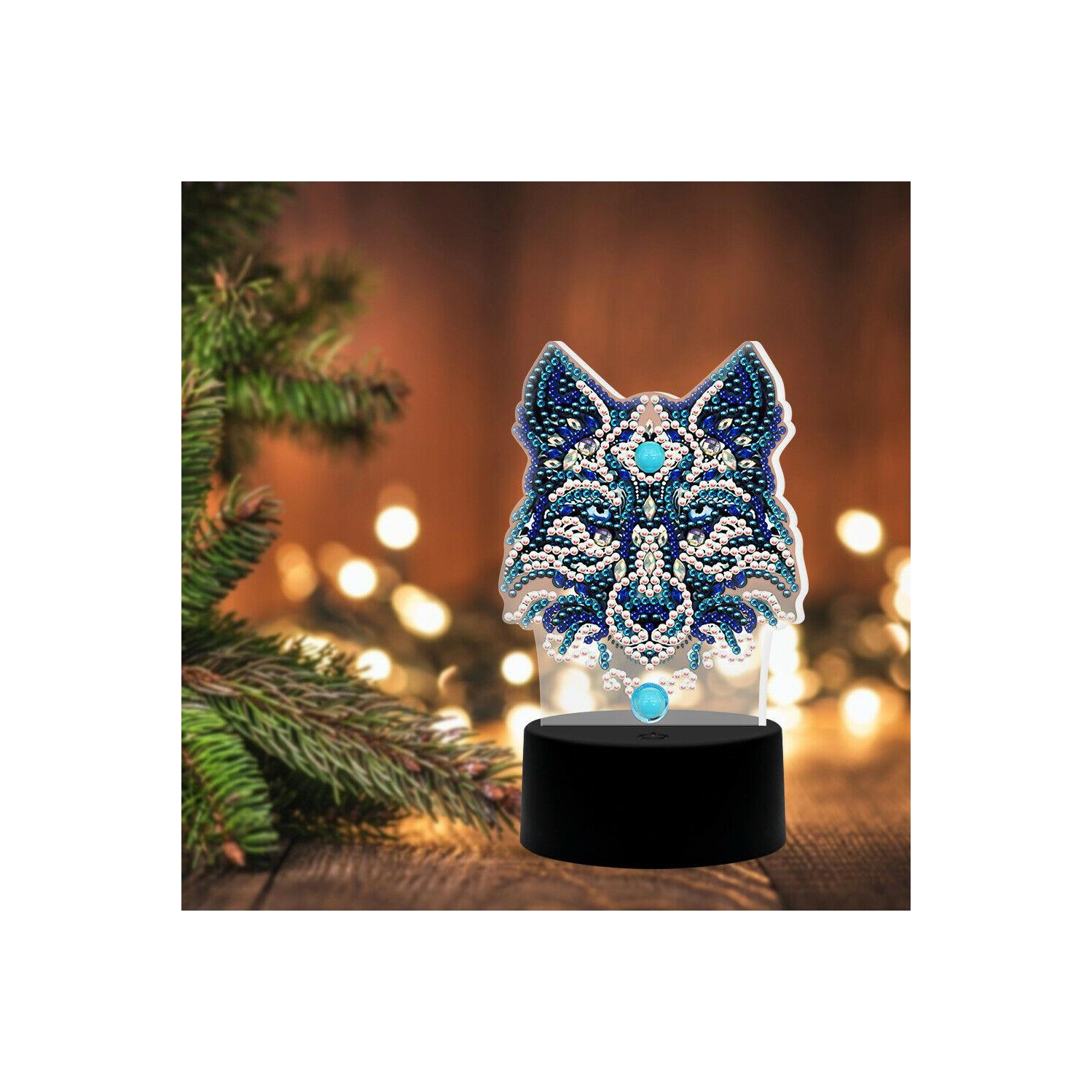 DIY Wolf Diamond Painting LED Light Embroidery Night Lamp Home Desk Decor