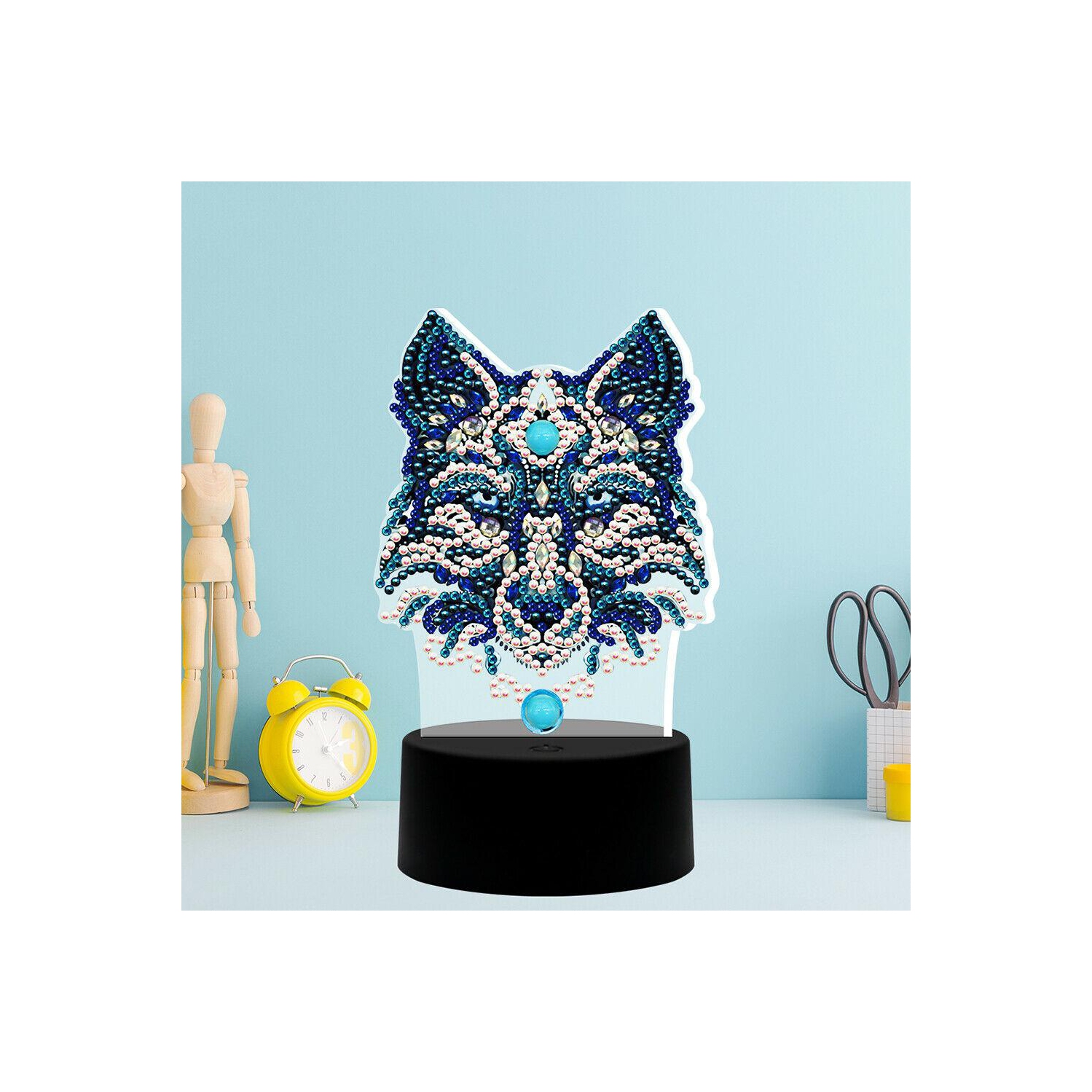 DIY Wolf Diamond Painting LED Light Embroidery Night Lamp Home Desk Decor