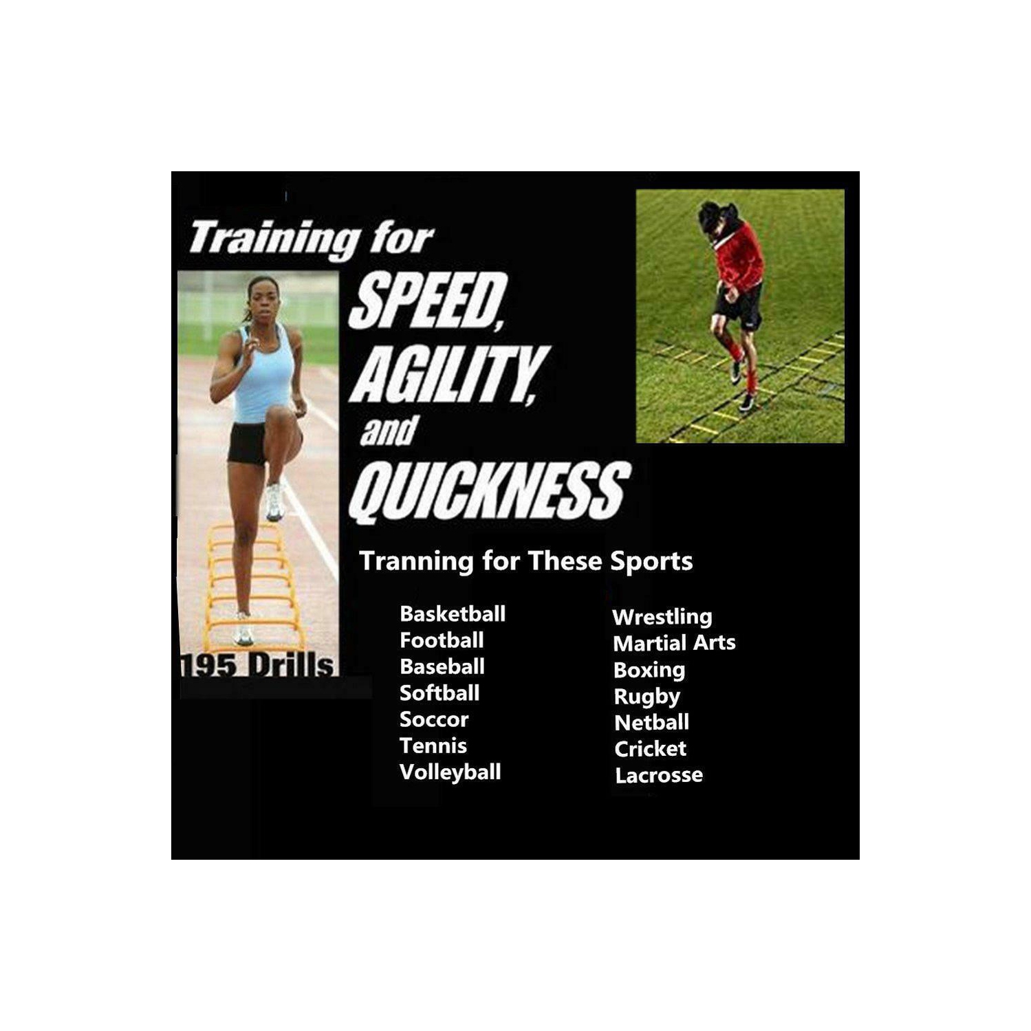 Échelle d'agilité durable de 18 pi à 12 barreaux pour l'entraînement à la vitesse de soccer de 6 m