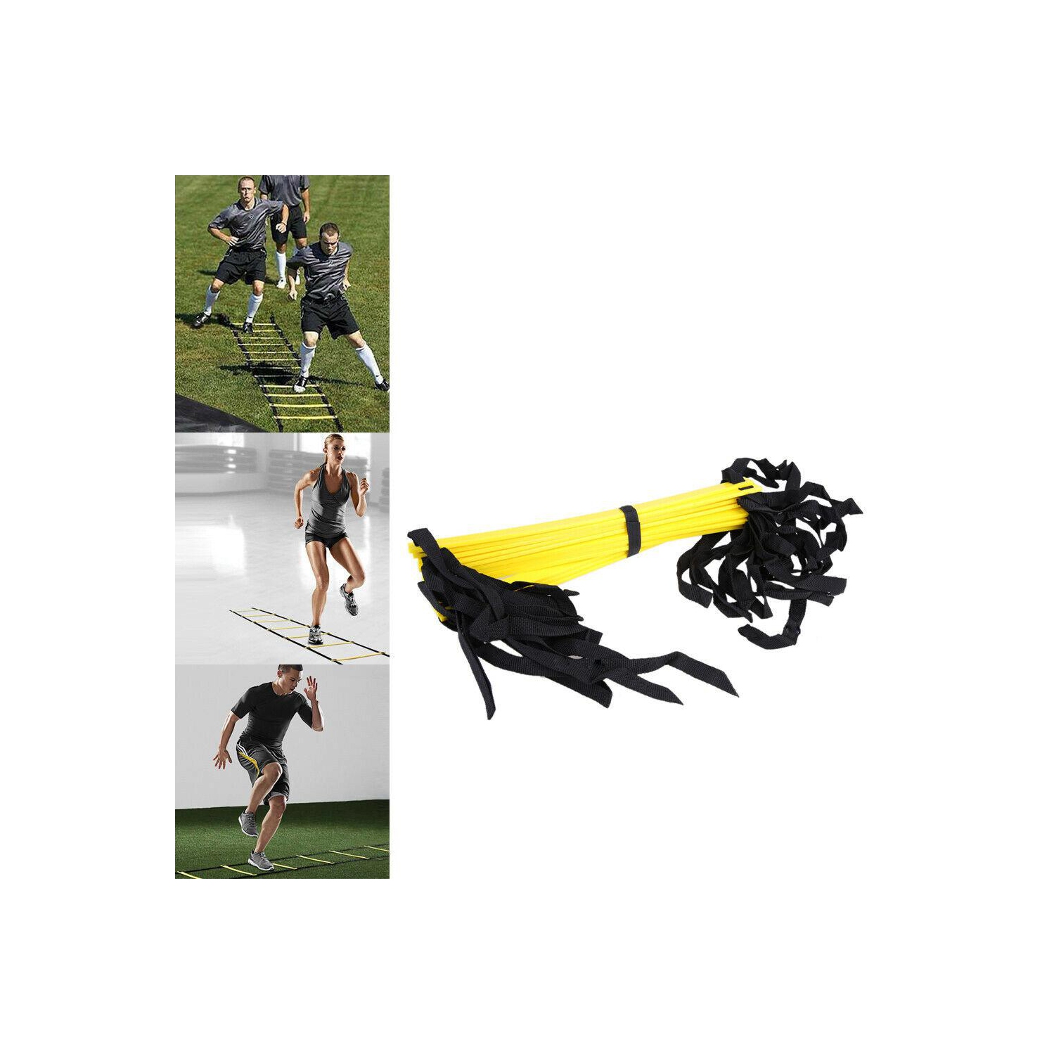 Échelle d'agilité durable de 18 pi à 12 barreaux pour l'entraînement à la vitesse de soccer de 6 m