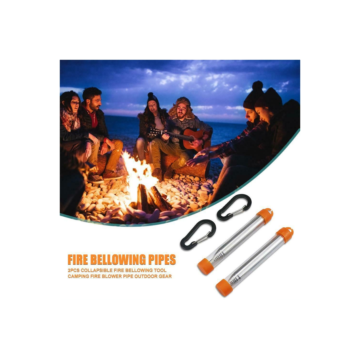 Collapsible Fire Bellowing Tool Outdoor Camping Gear Fire Blower Pipes Pack  2