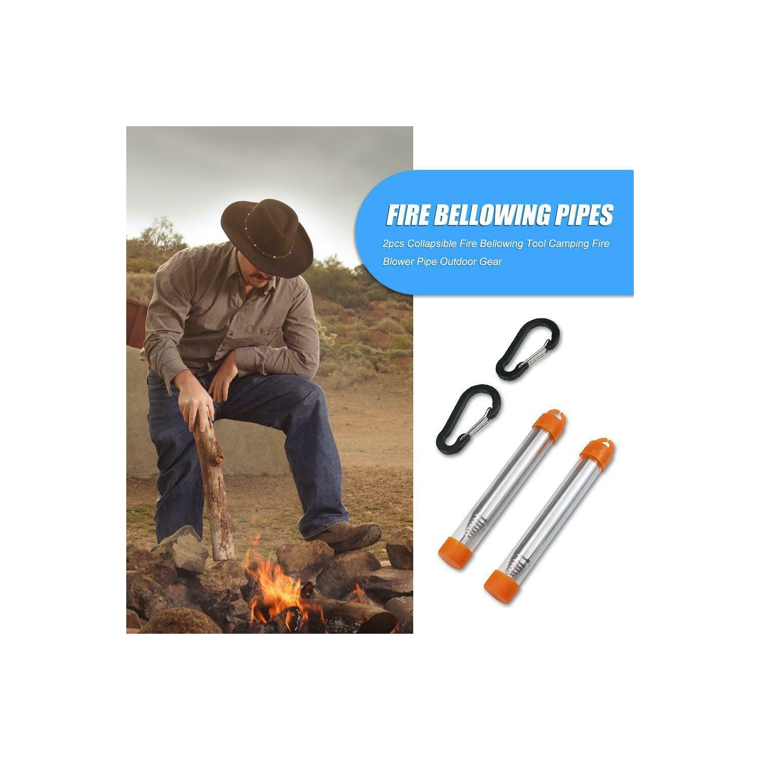 2 outils pliants pour le camping avec ventilateur de tuyau d'incendie pour l'extérieur