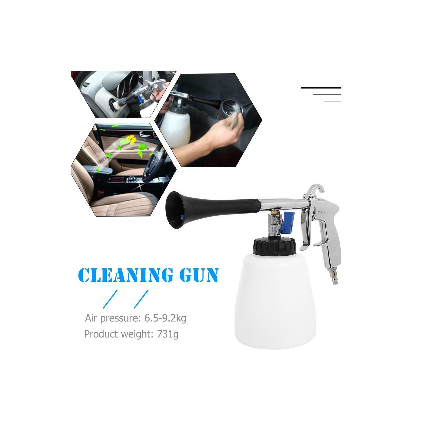 Lave-auto à haute pression pour le pistolet de nettoyage en profondeur intérieur fonctionnant à l'air