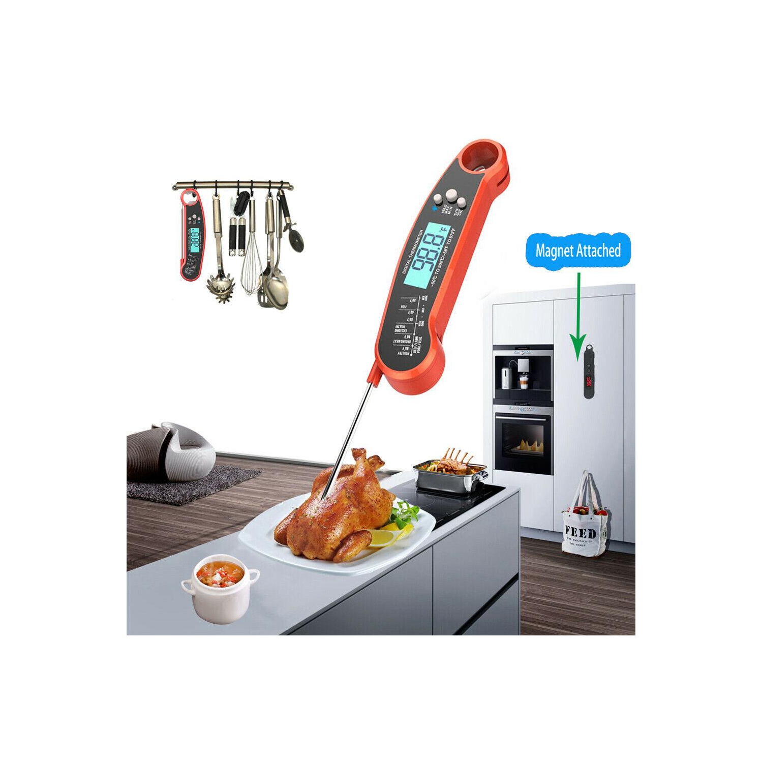 Digital Needle Thermometer Kitchen Food Grill Meat Instant Read Thermometer