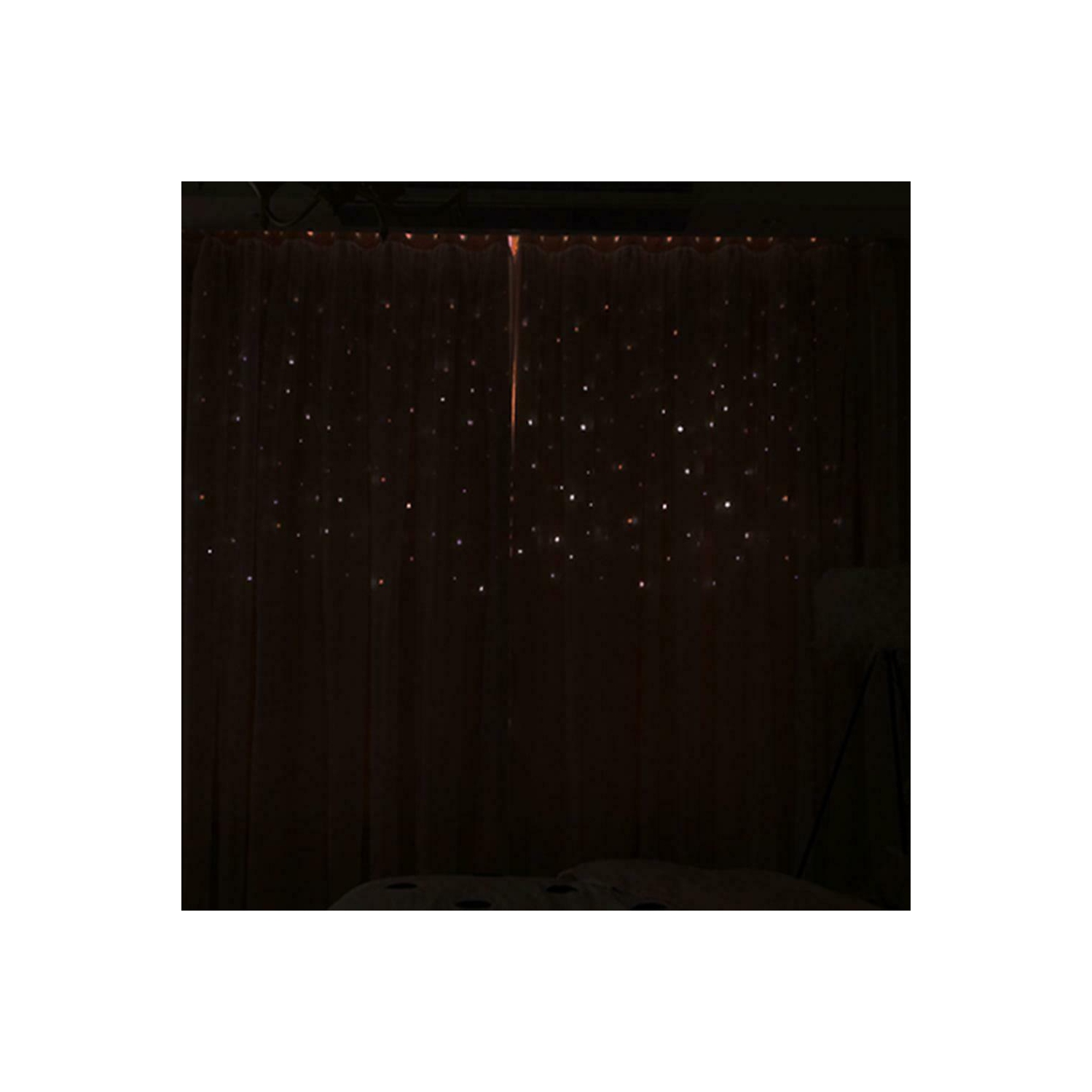 2pcs Hollowed Star Shading Window Curtain Drapes Purdah for Home(Ivory)