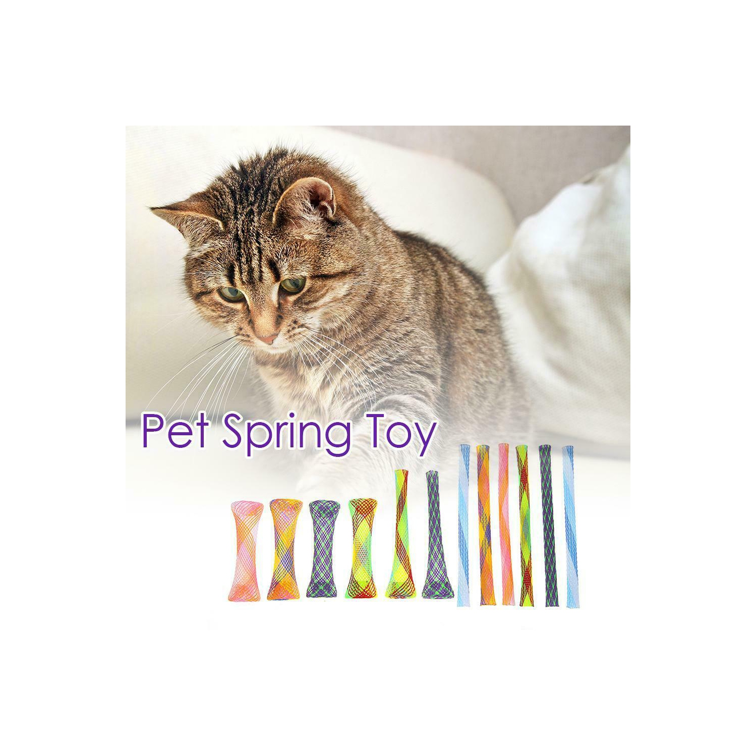 12 pièces jouets de printemps colorés flexibles en plastique pour chats jouets interactifs pour animaux de compagnie