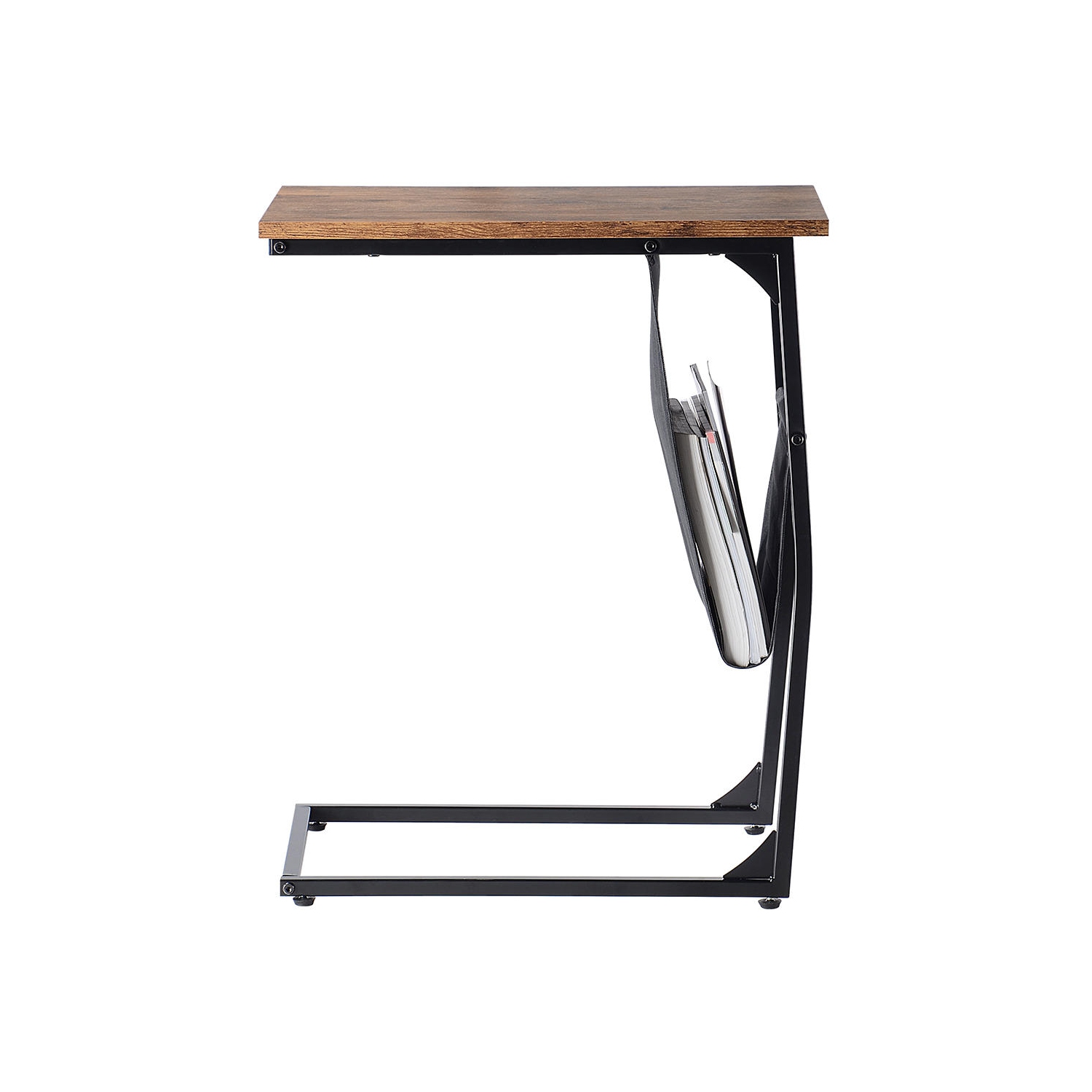 Table d'appoint de canapé en forme de C, table basse de bout avec porte-revues en tissu et pochette d'appoint pour la chambre à coucher du salon