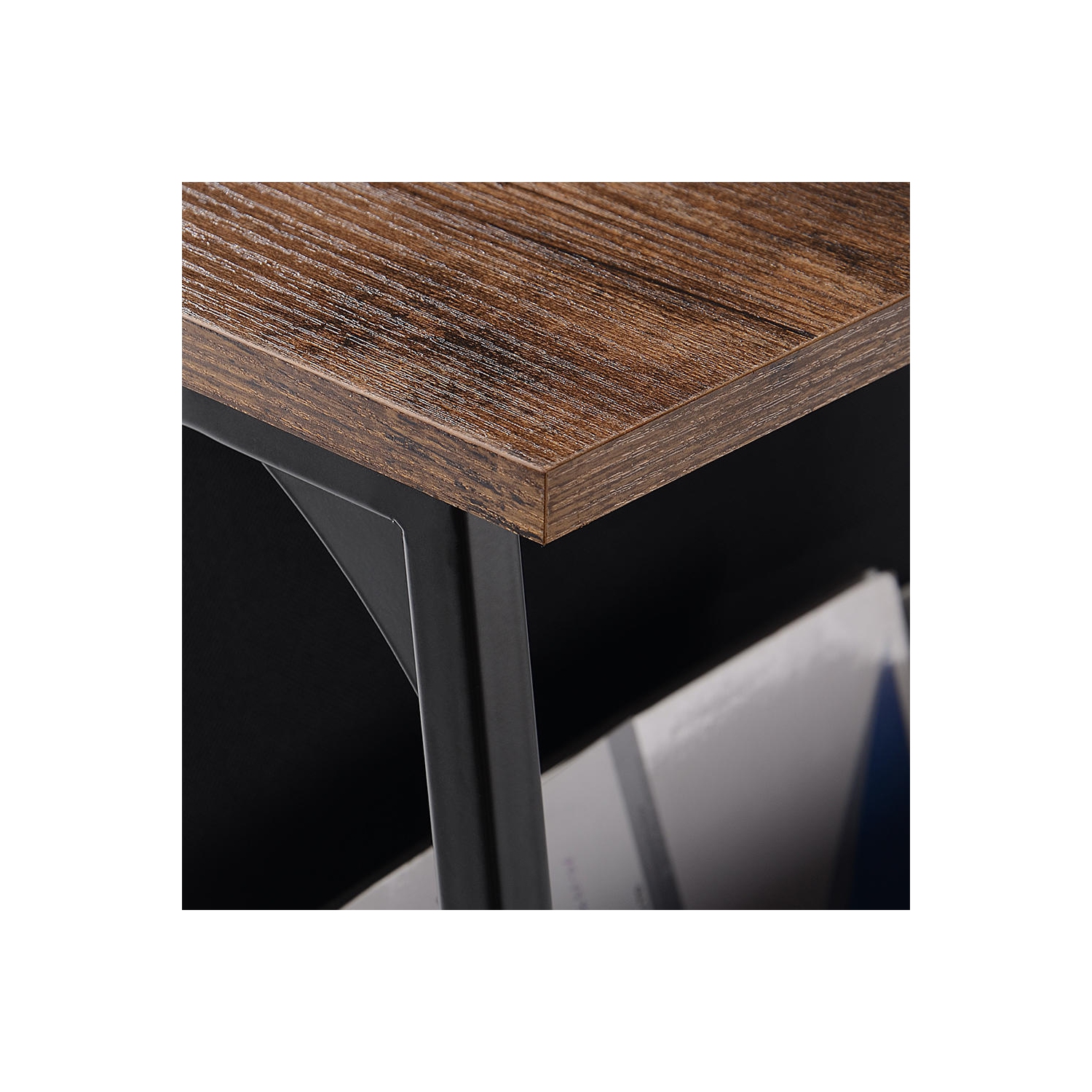 Table d'appoint de canapé en forme de C, table basse de bout avec porte-revues en tissu et pochette d'appoint pour la chambre à coucher du salon