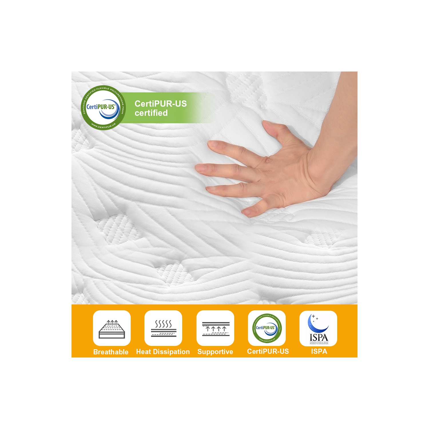 Queen Size Memory Foam Mattresses 10 Inch Pocket Spring Mattress for Back Pain Relief /Motion Isolation & Cool Sleep