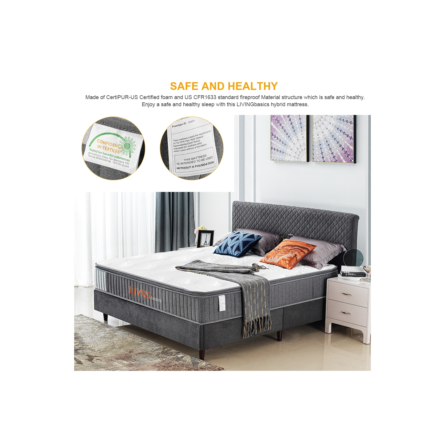 Queen Size Memory Foam Mattresses 10 Inch Pocket Spring Mattress for Back Pain Relief /Motion Isolation & Cool Sleep