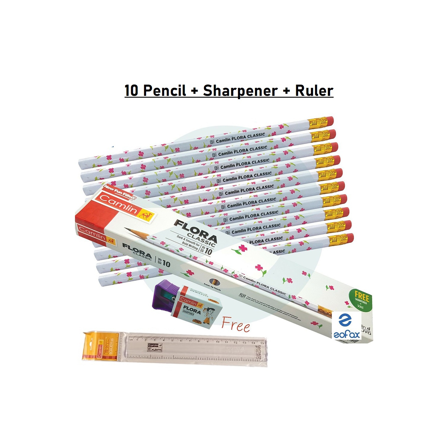 ISTAR Wood Cased Graphite School Pencils, Pack of 10, Bulk, Pre-Sharpened with Ruler and Sharpener, Office Supplies For Exams, School, Office,