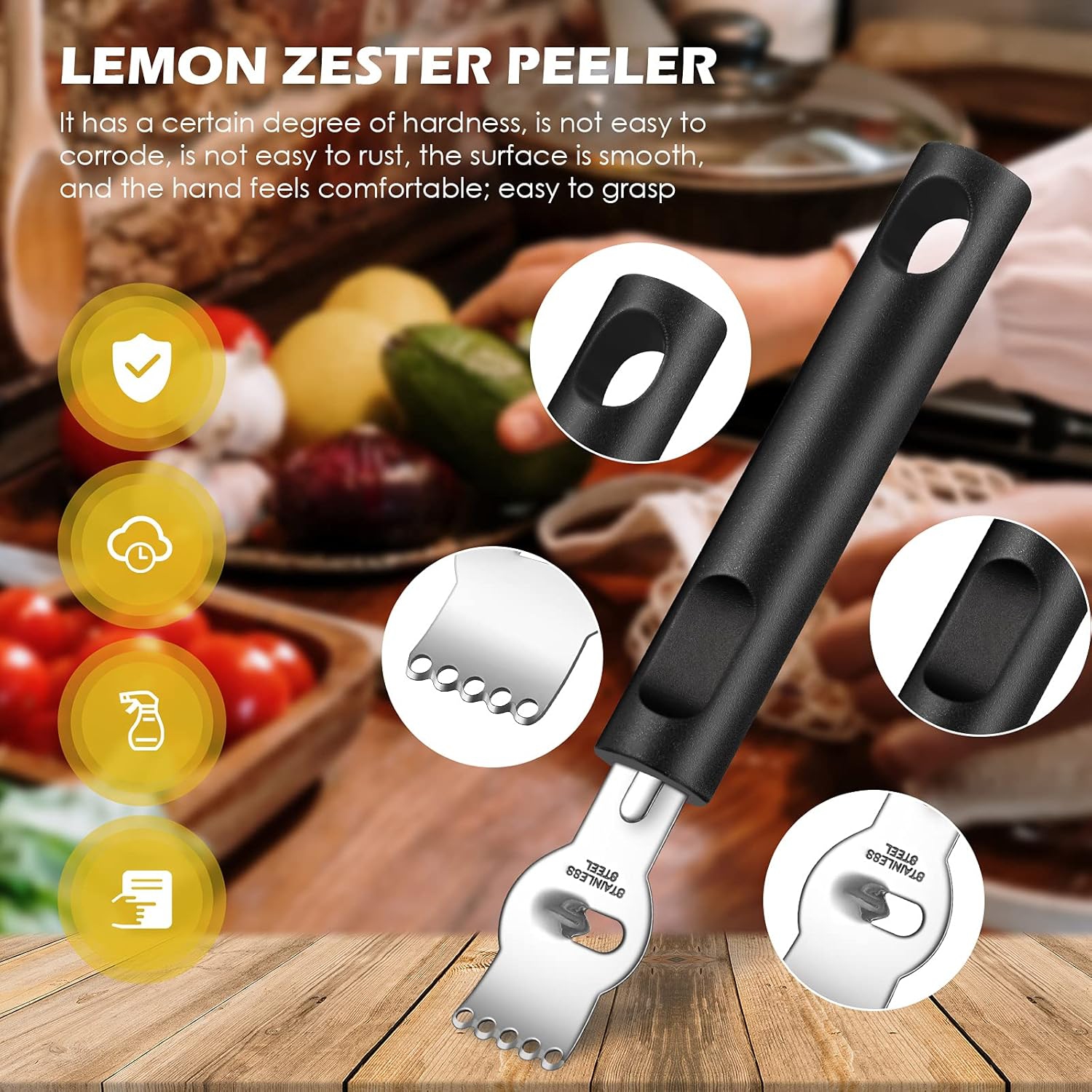 ISTAR Stainless Steel Lemon Grater Zester, Orange Citrus Peeler with Channel Knife