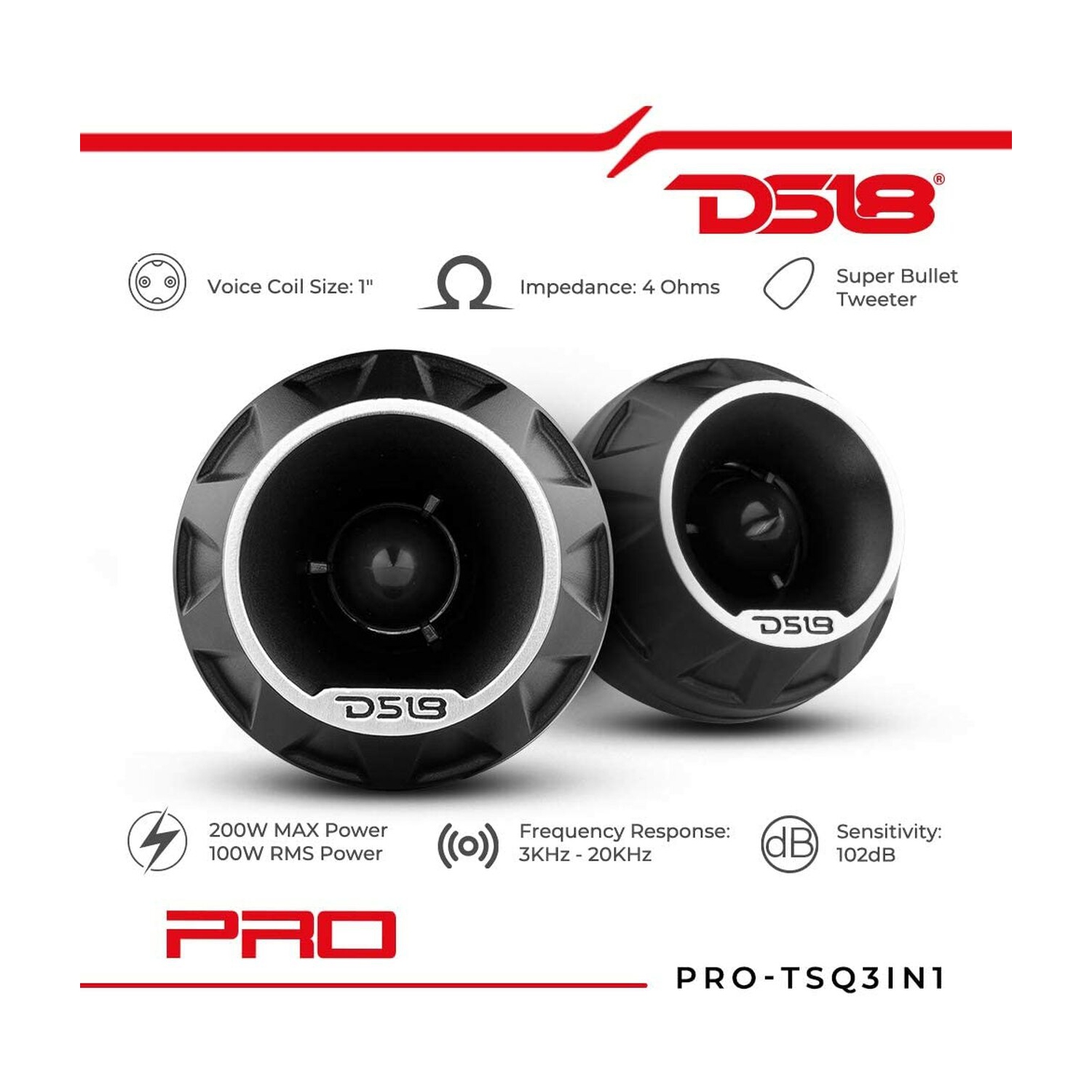 Haut-parleur d'aigus super compact au néodyme à compression élevée DS18 PRO-TSQ PRO 1,9&nbsp;po - 4&nbsp;Ohm