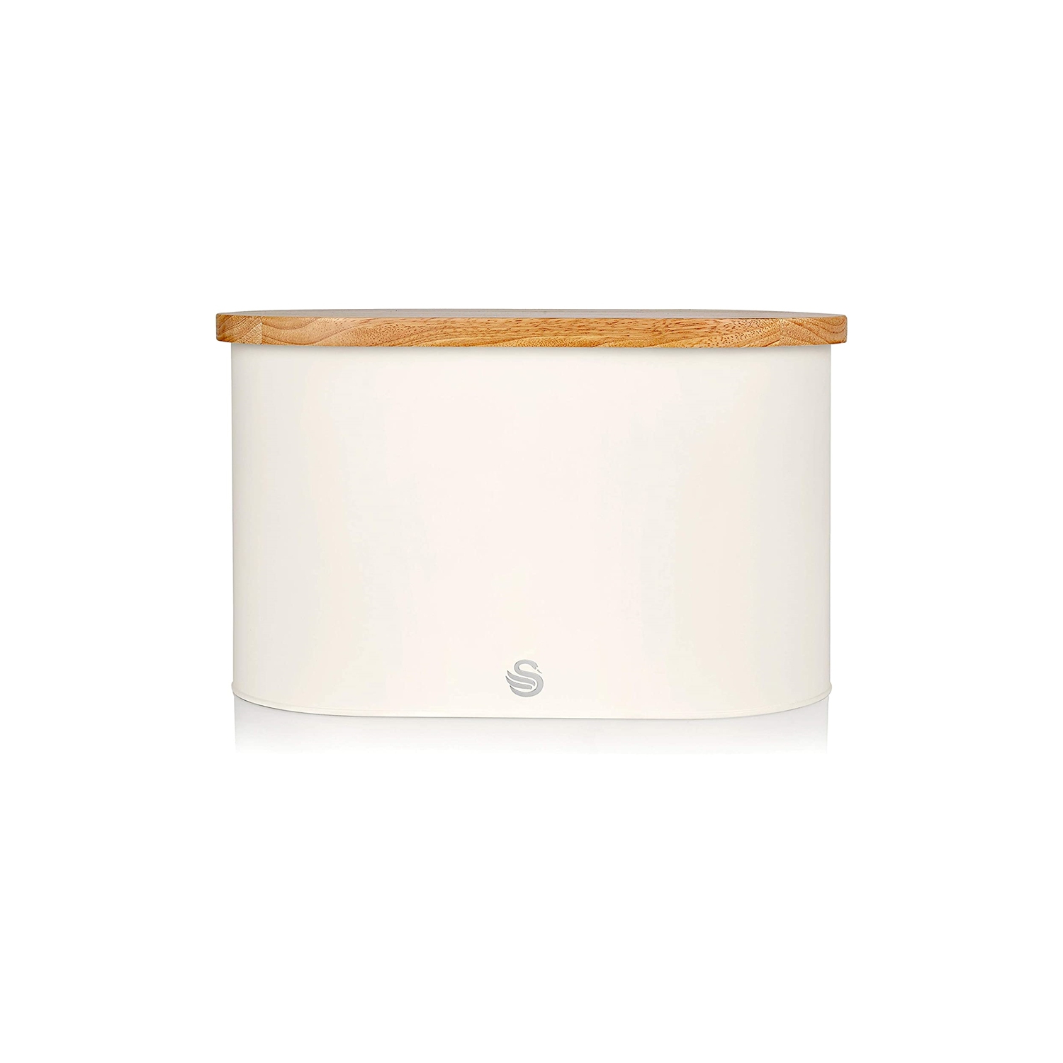 Swan - Nordic Collection Bread Bin with Bamboo Lid, 15cm x 15cm x 35cm, Matte White