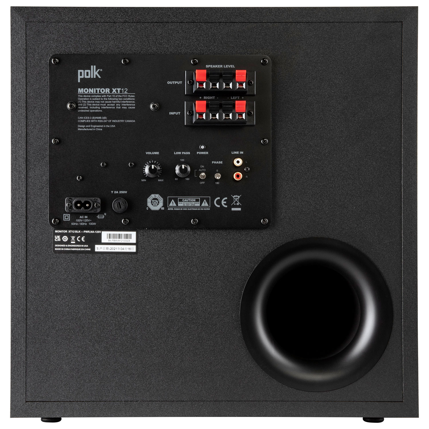 Haut-parleur d'extrêmes graves amplifié 12 po 100 W MXT12 de Polk Audio