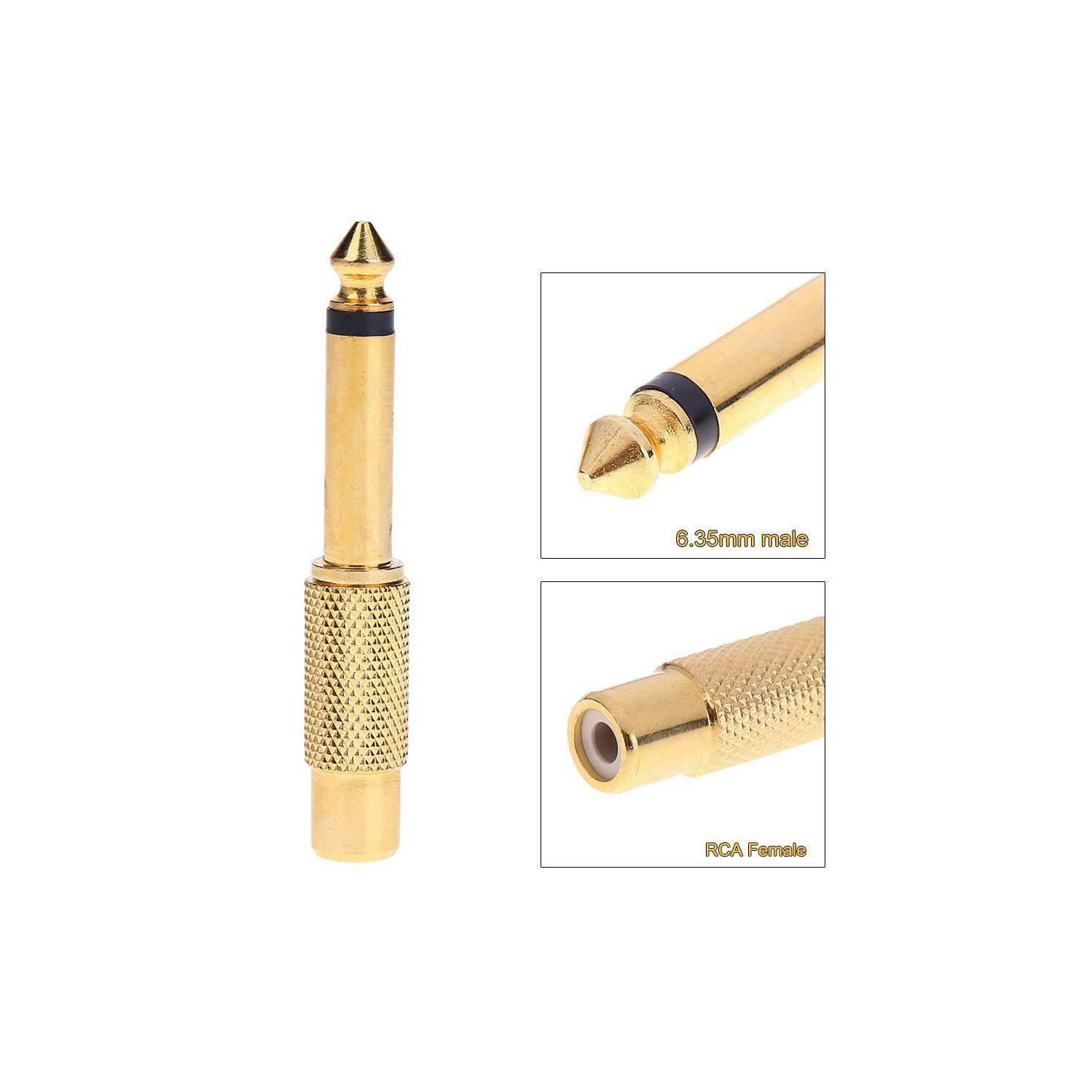 1 connecteur d’adaptateur audio mono mâle vers RCA femelle de 6,35 mm 1/4 po