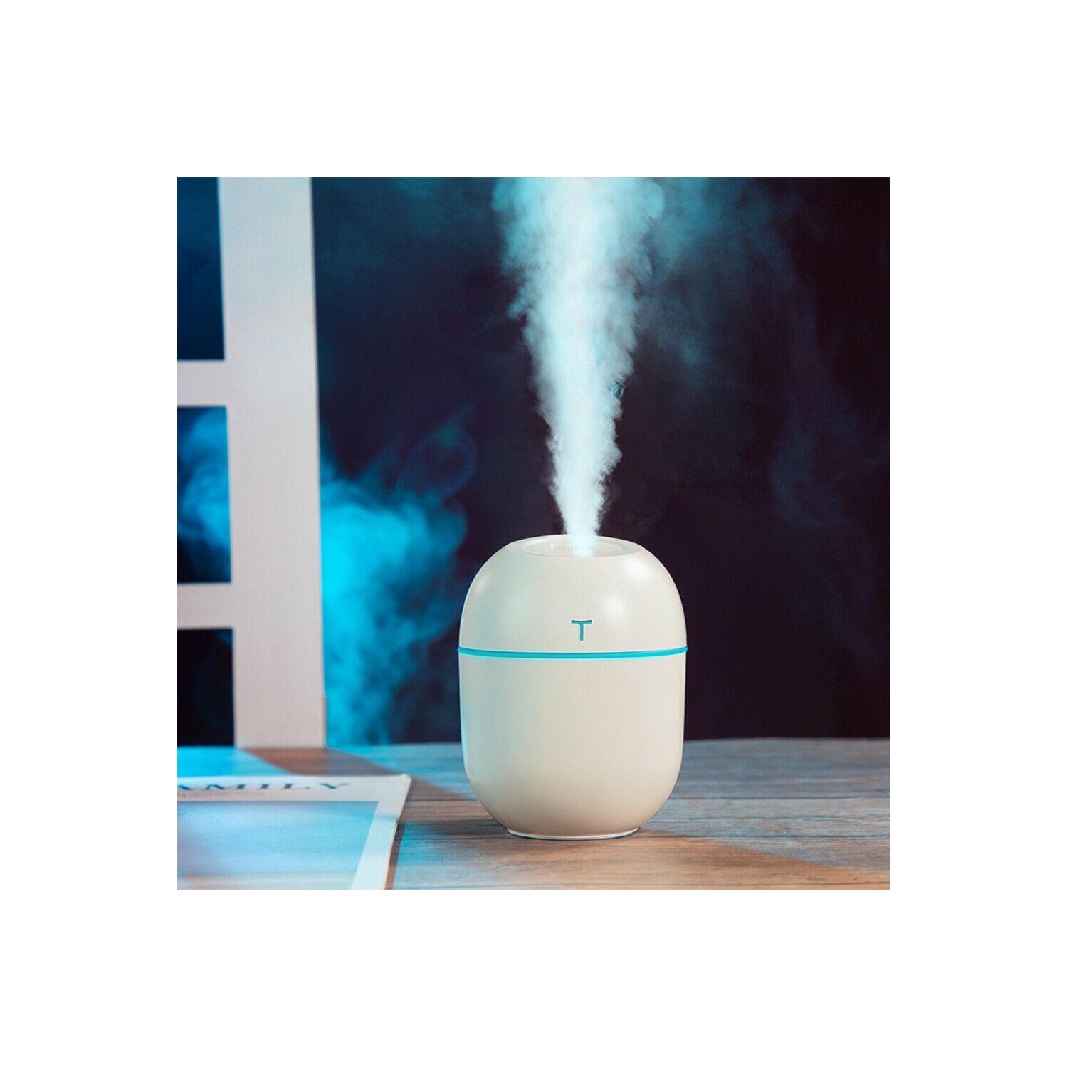 Mini humidificateur ultrasonique avec diffuseur d’huile essentielle de 220 ml avec lumière
