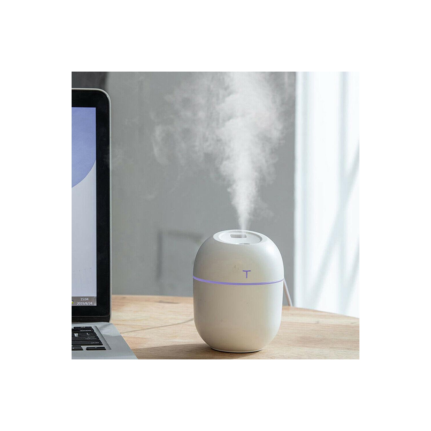 Mini humidificateur ultrasonique avec diffuseur d’huile essentielle de 220 ml avec lumière