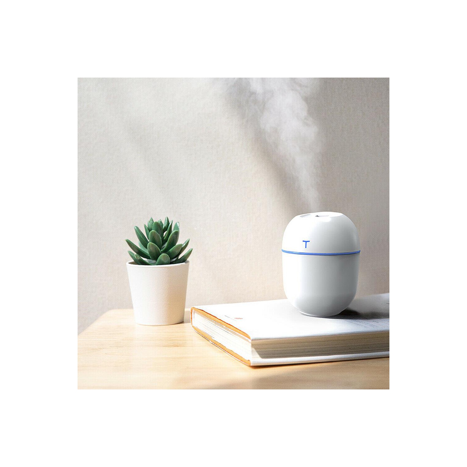 Mini humidificateur ultrasonique avec diffuseur d’huile essentielle de 220 ml avec lumière