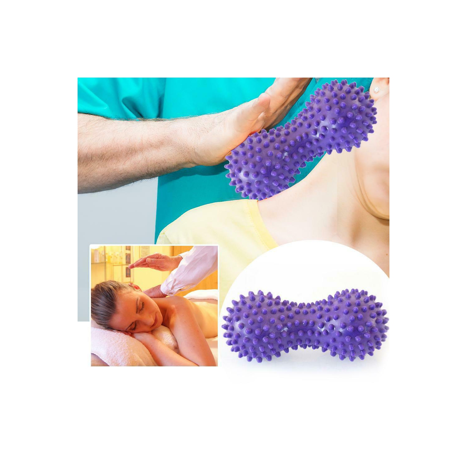 Peanut Shape Massage Fitness Ball Stress Relax Body Spiky Massager